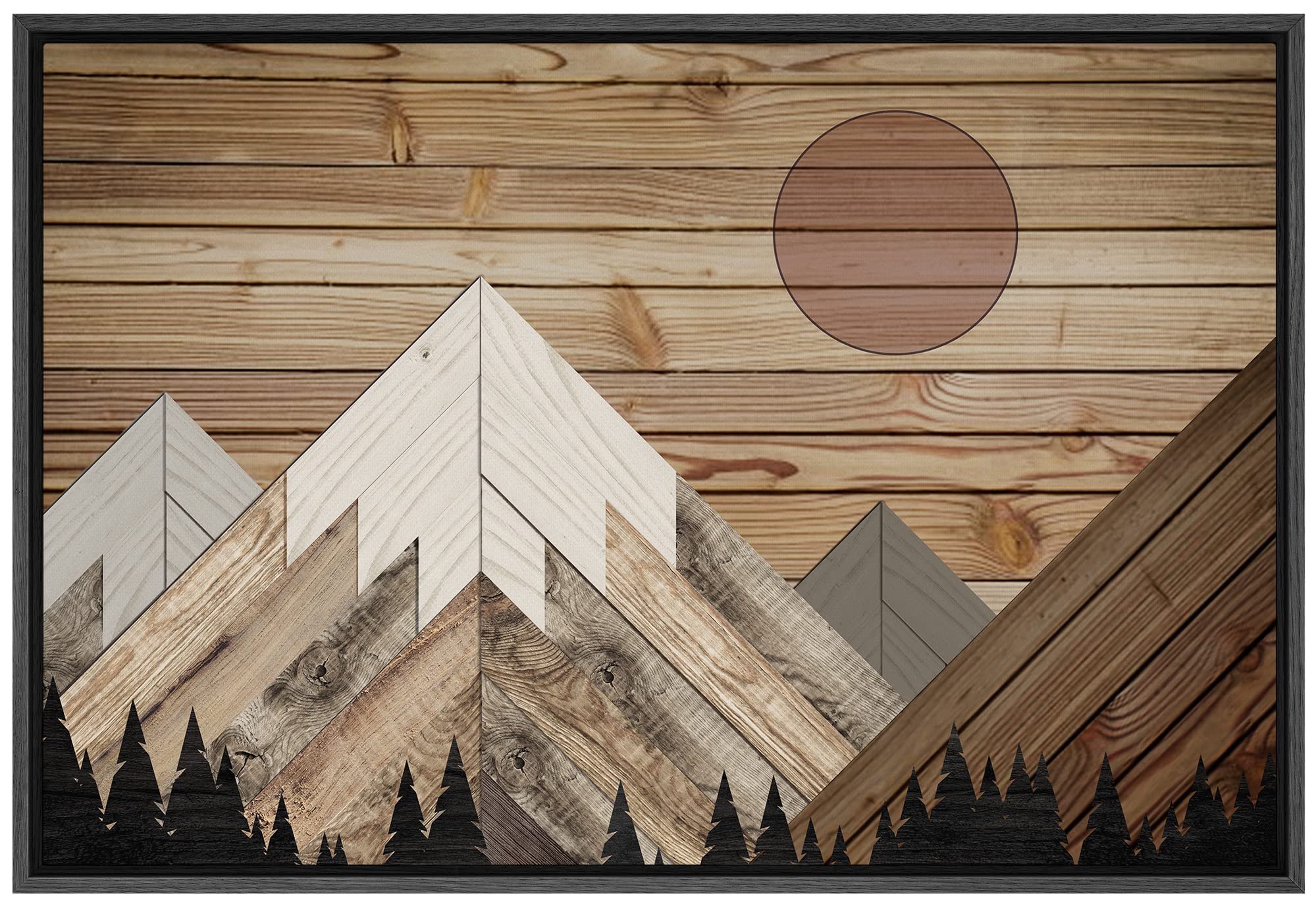 Signwin Framed Canvas Print Wall Art Western Decor Sun Shines Over Snowy Mountain Forest Nature Wilderness Wood Panels Modern Ar