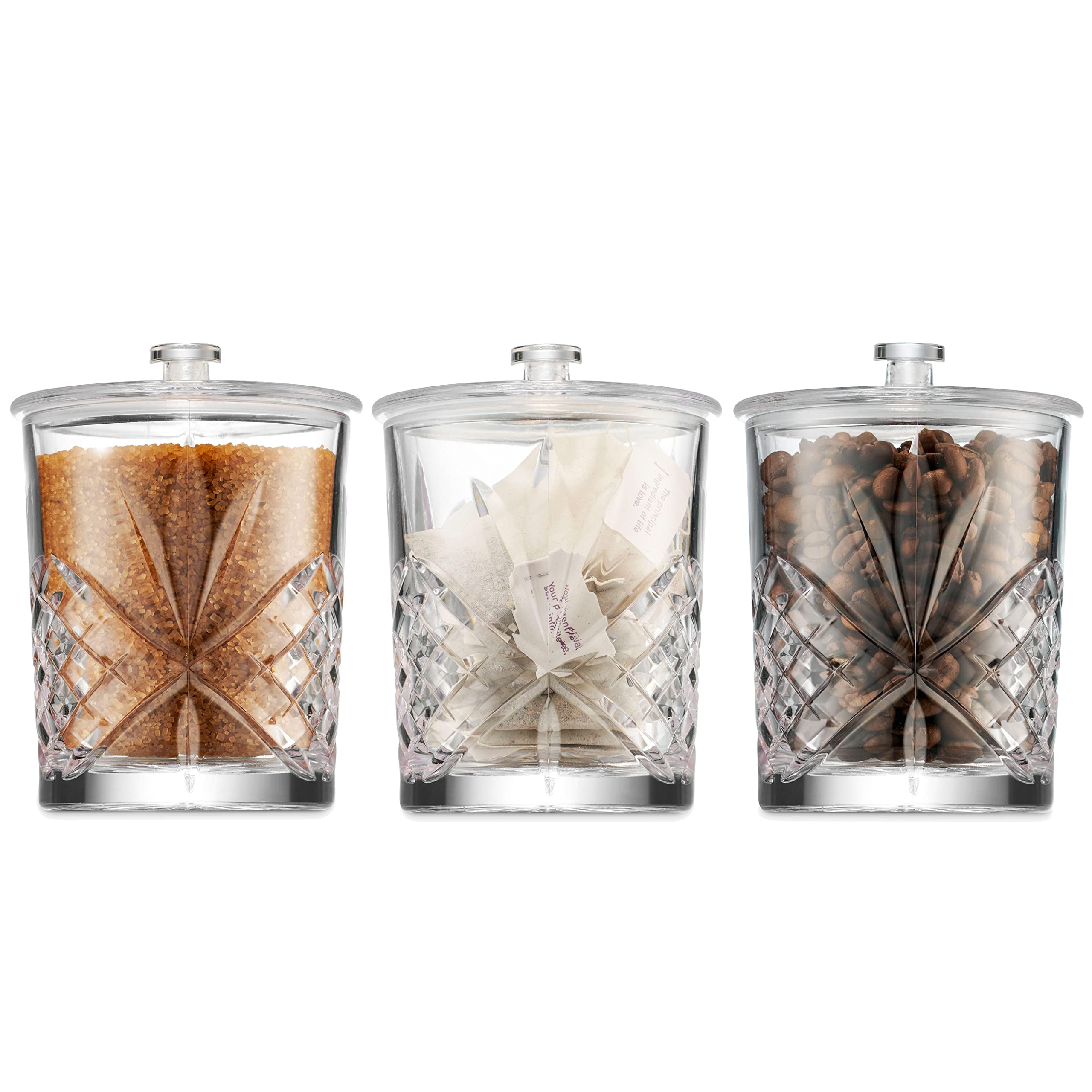 Godinger Storage Jars with Lids Set, Canister Set, Apothecary Jars, Candy Jar, Coffee Canister, Qtip Holder, Bathroom Accessorie