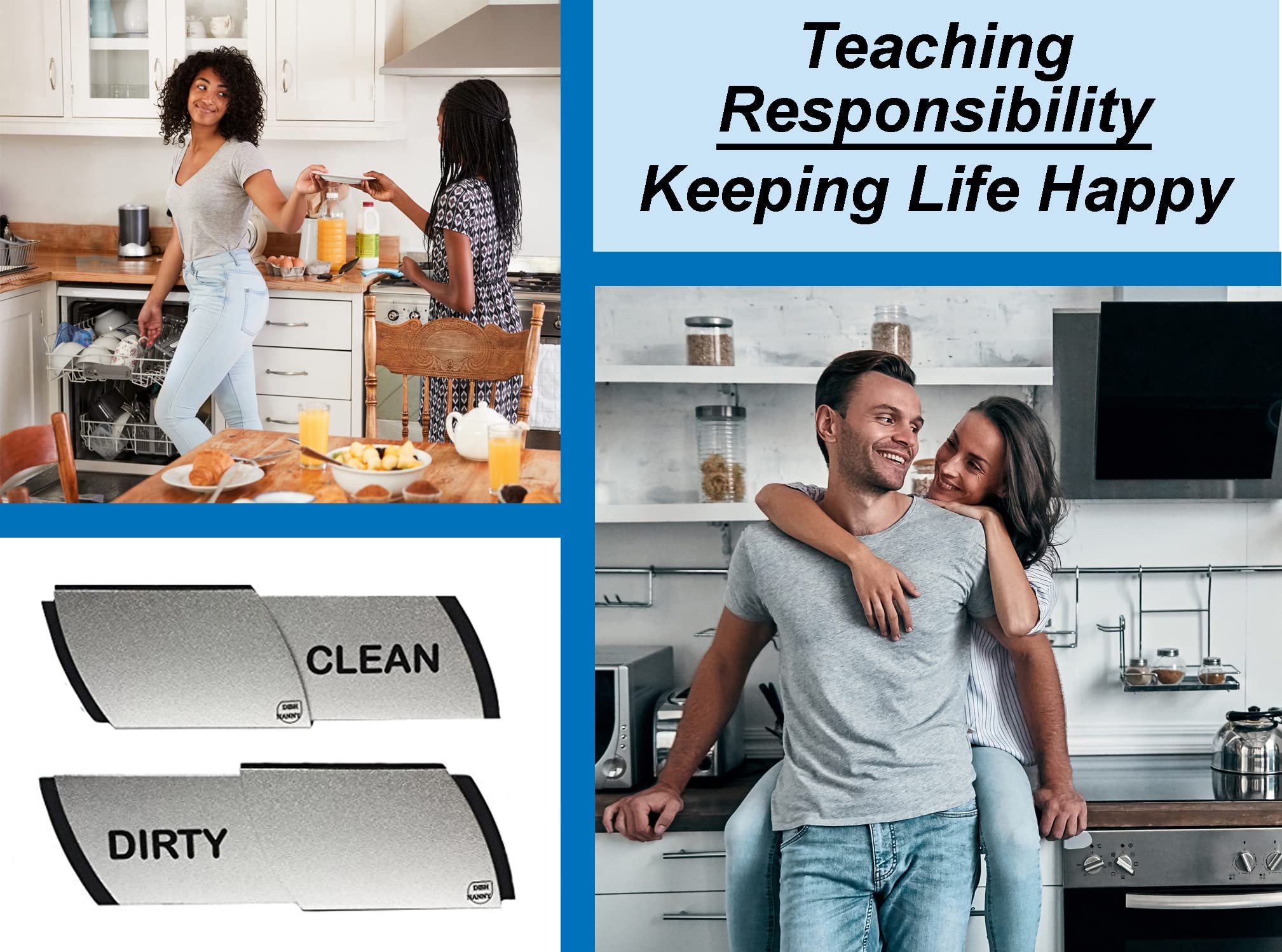 Premium Metal Dishwasher Magnet Clean Dirty Sign | Contemporary Stainless Indicator - Kitchen Gadgets For All Dishwashers, Home