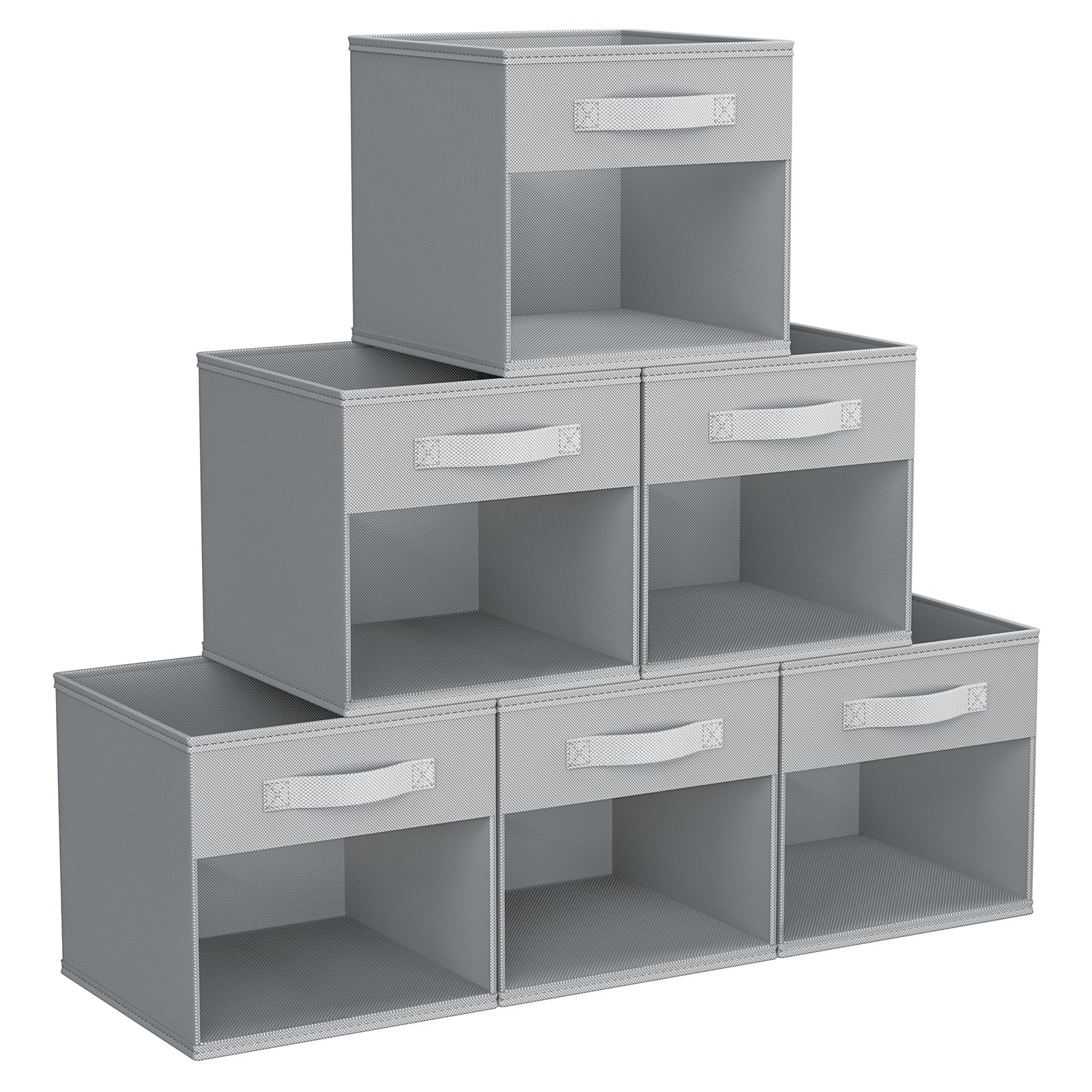 DIMJ?Cube Storage Bins  3 Packs Clear Window Fabric Storage Bin Organizer for Closet Shelves Home Storage Cubes Organizer with Handles