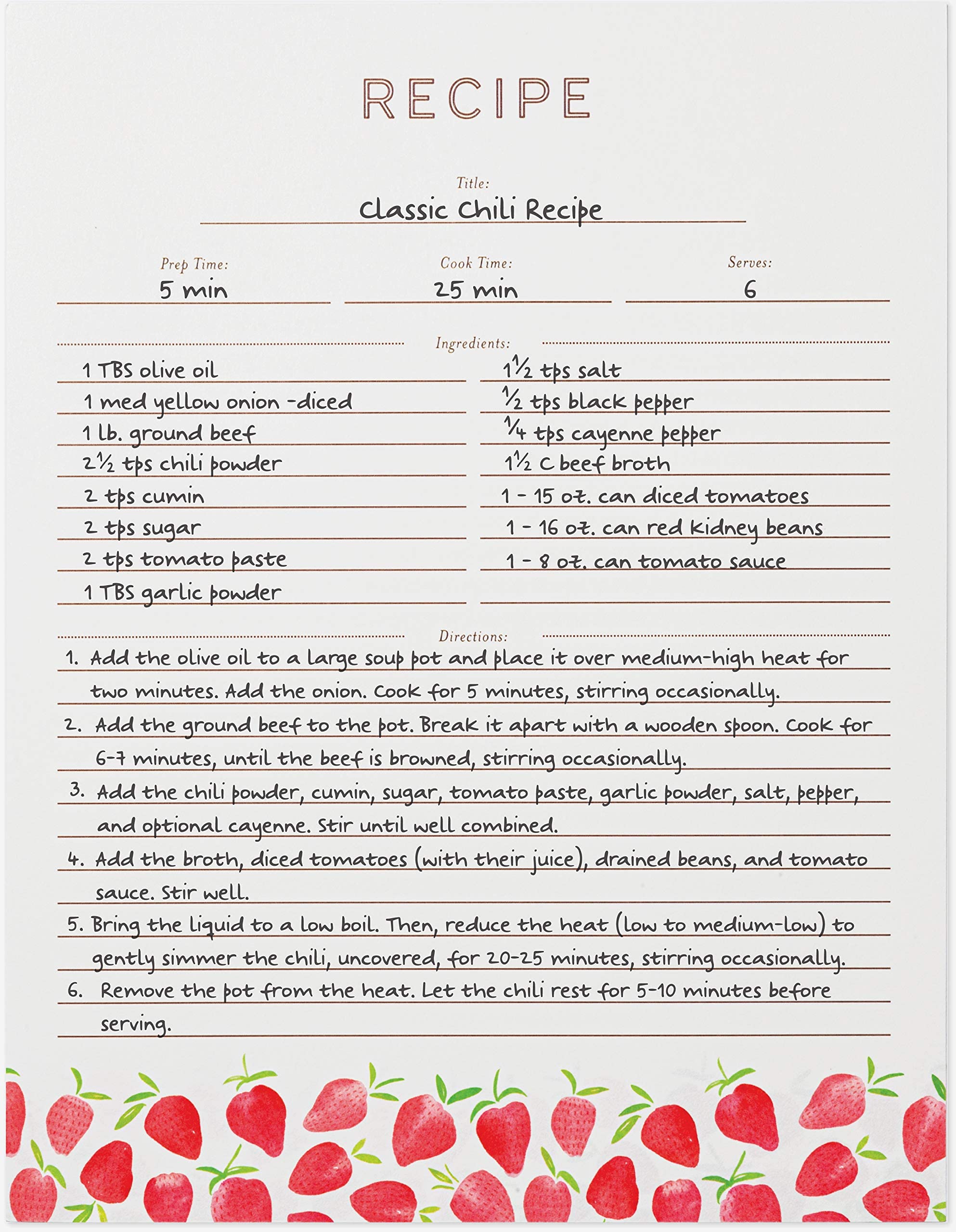 Recipe Binder Protective Sleeves and Printed Paper 8.5'' x 11'' Expansion Pack (Strawberry Wilds)