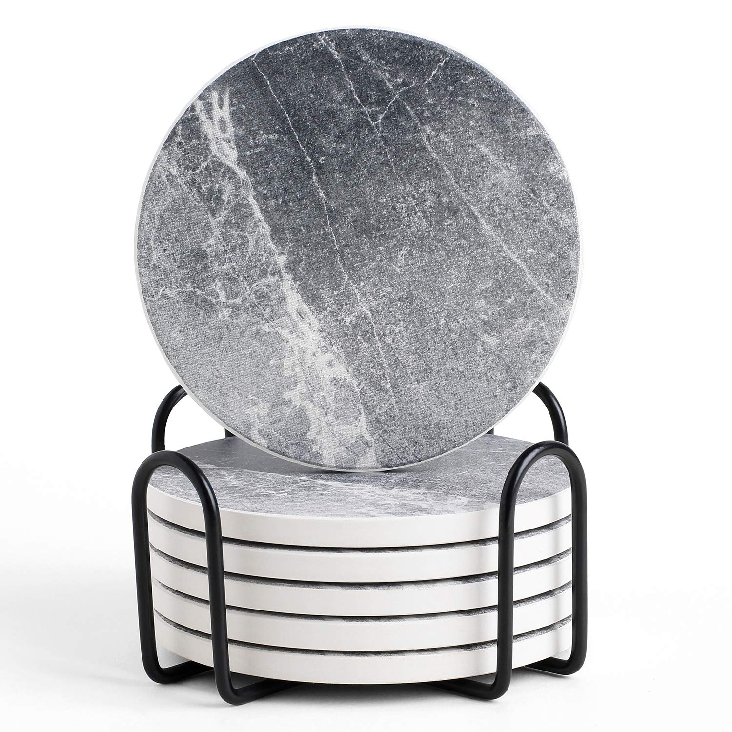 Lifver Coasters For Drinks Absorbent, Living Room Decor, Ceramic Coasters Set Of 6 With Cork Base, Protect Wooden Table Or Furni