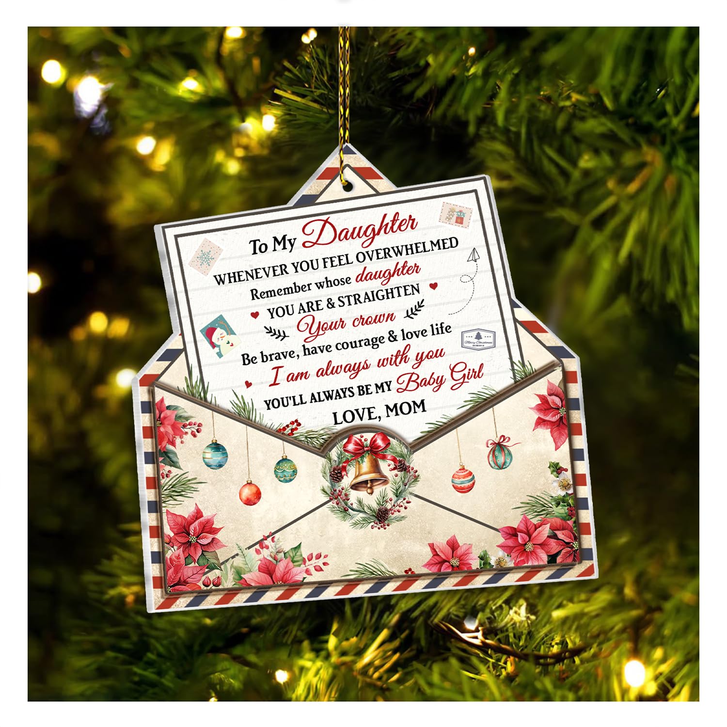 Hyturlte to My Daughter Christmas Ornament 2025 - 5 Sentimental Mother Daughter Ornament for Tree - Xmas Gifts for Daughters fro