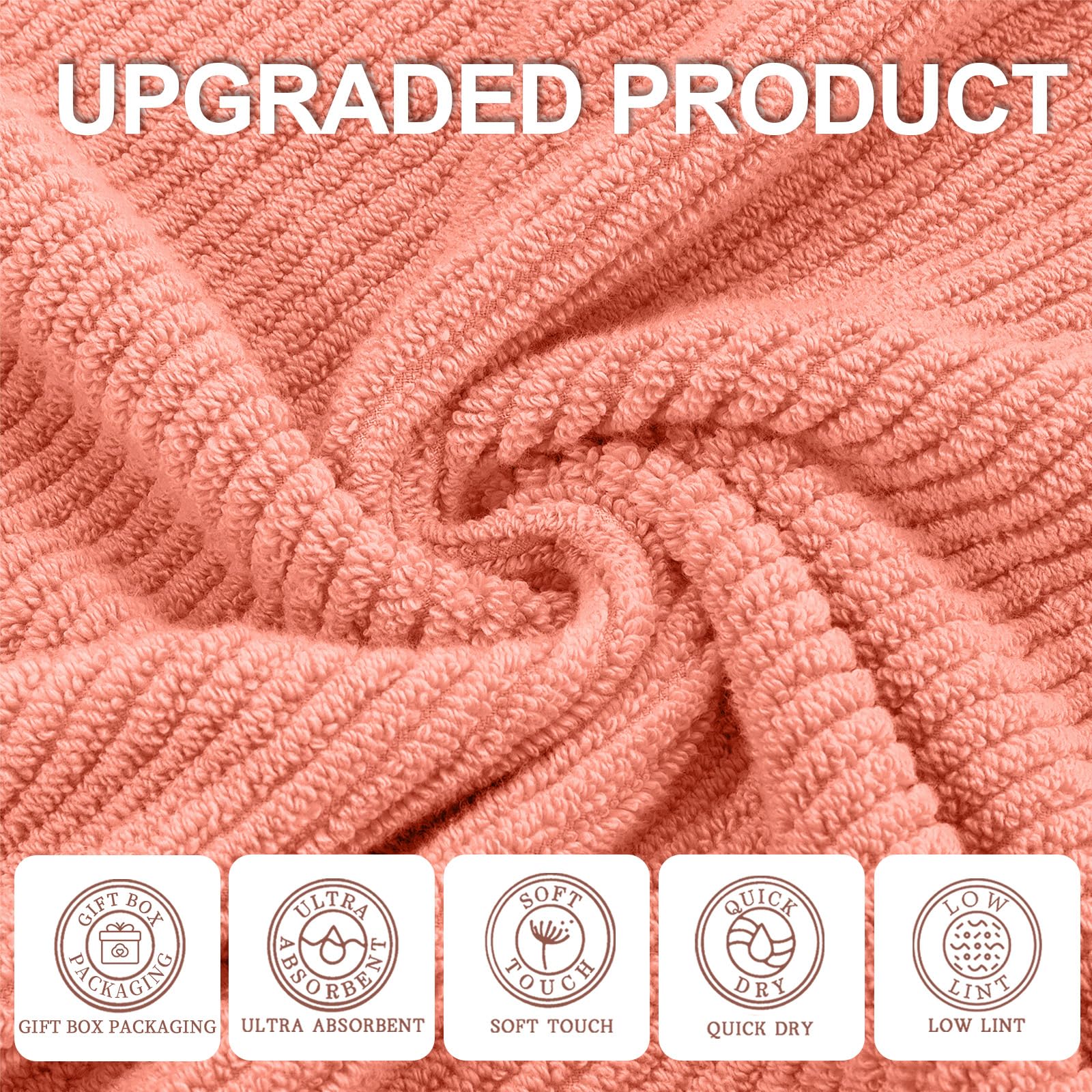 Voova & Movas Large Bath Towels, 4 Pack 30'' X 56'' - 100% Cotton | Quick Dry | Light Weight | Thick | Soft | Absorbent, Luxury
