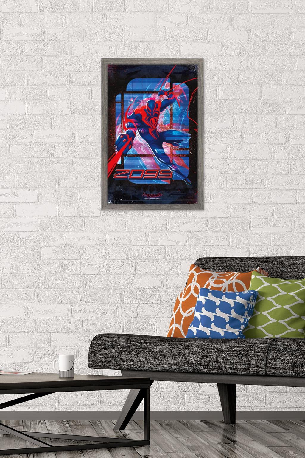 Trends International Marvel Spider-Man: Across The Spider-Verse - Spider-Man 2099 Wall Poster, 14.72'' X 22.37'', Barnwood Frame