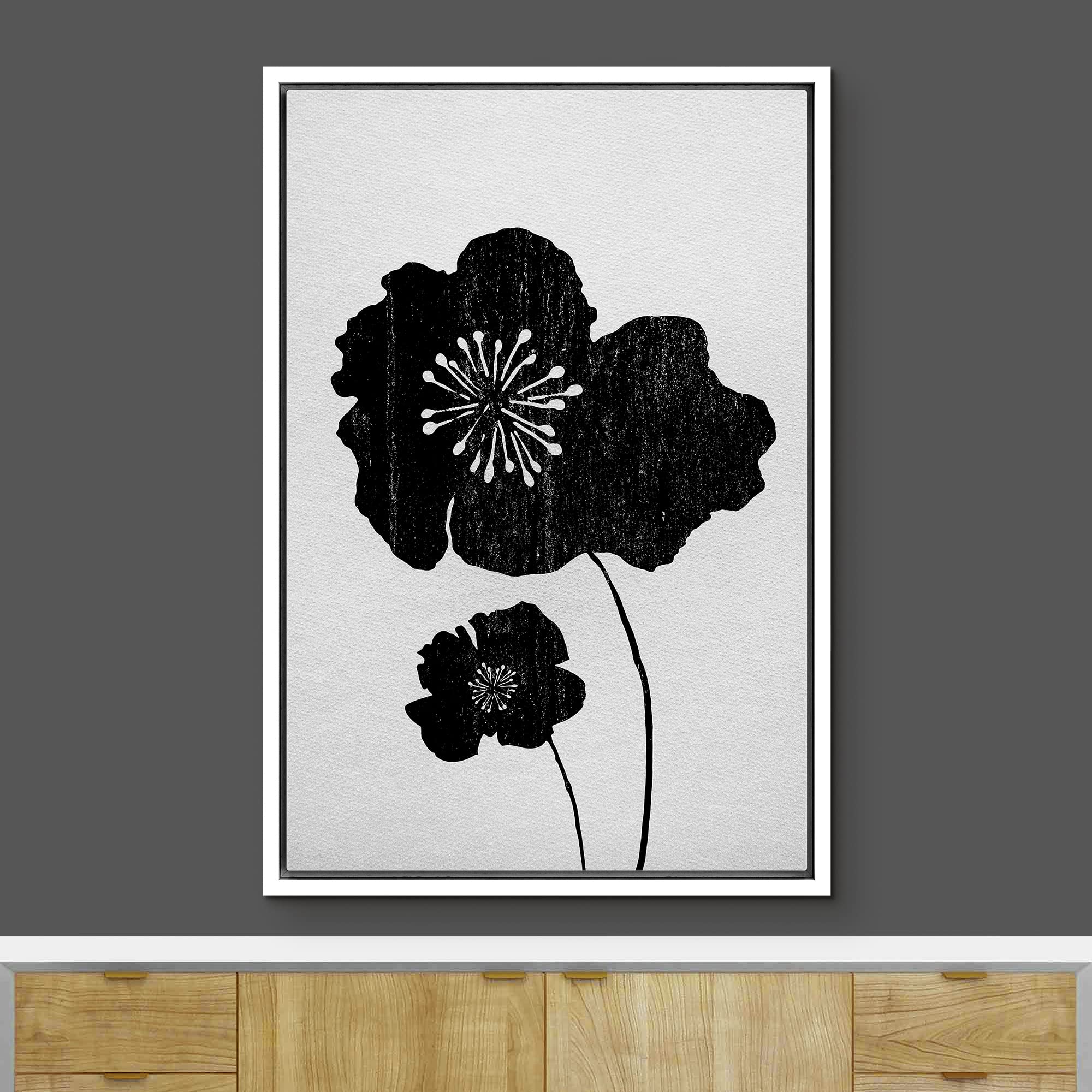 Ashbrook Framed Wall Art Print Set Black Flower Duo Silhouettes Floral Botanical Photography Modern Rustic Scenic Relax/Calm Mul