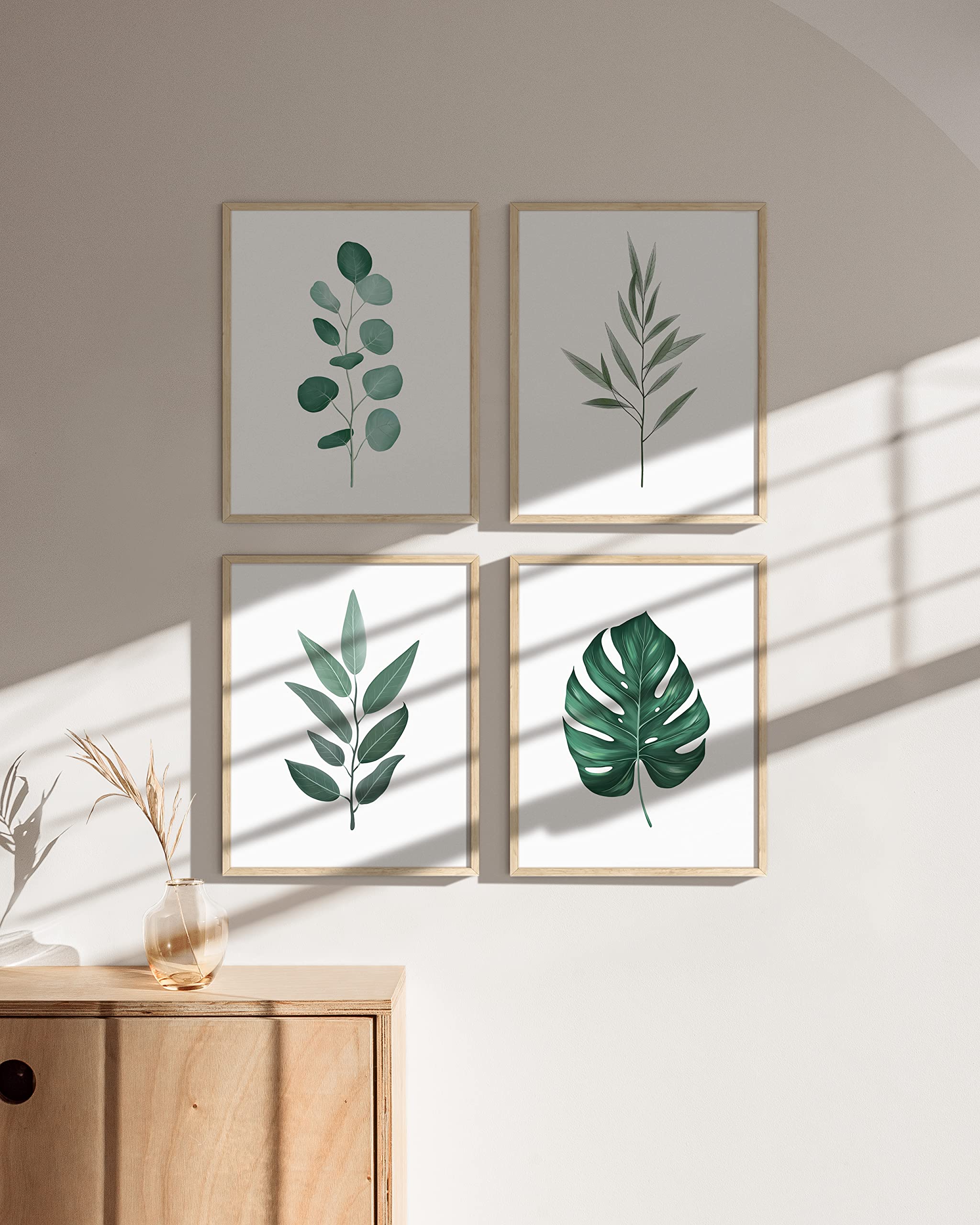 Haus and Hues Plant Wall Art - Botanical Prints Wall Art  Green Wall Art Collection Set  Plant Pictures Wall Art  Leaves Paintings For Wall  Minimalist Wall Art  Sage Green Wall Decor (8x10  UNFRAMED)