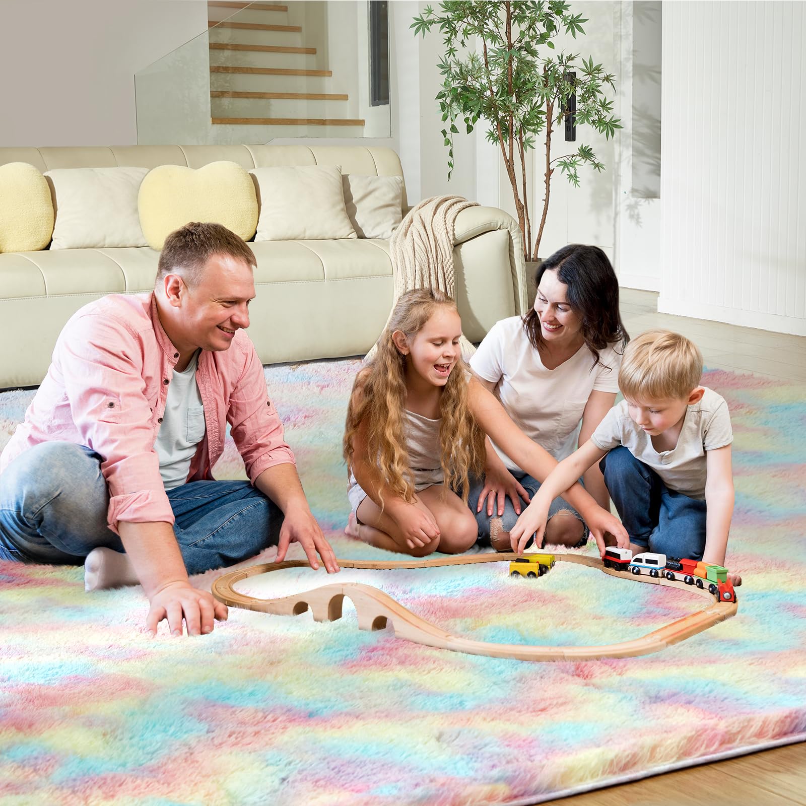Ultra Soft Rug for Living Room, 5X8 Fluffy Shag Area Rug for Bedroom, Modern Shaggy Carpets Fuzzy Rug for Teens Dorm Nursery Hom