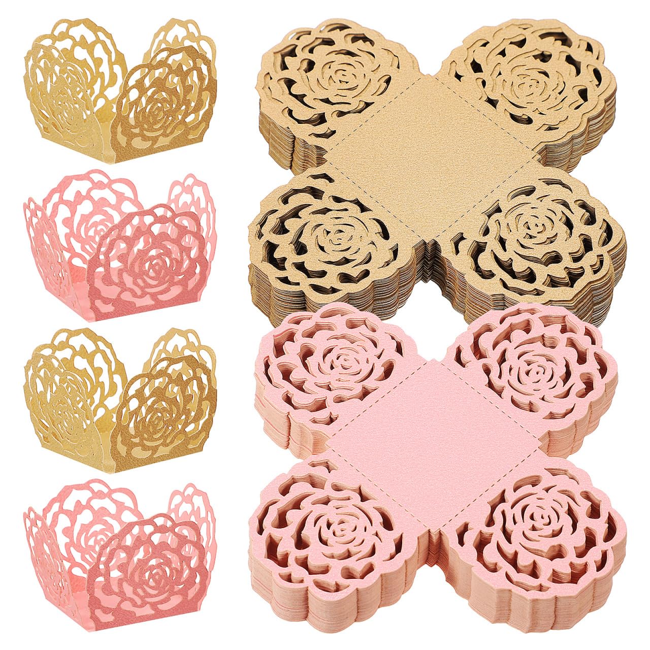 ULTECHNOVO 100Pcs Mini Truffle Wrappers Paper Candy Cups for Chocolate Baking Cups for Desserts Elegant Square Floral Design Par