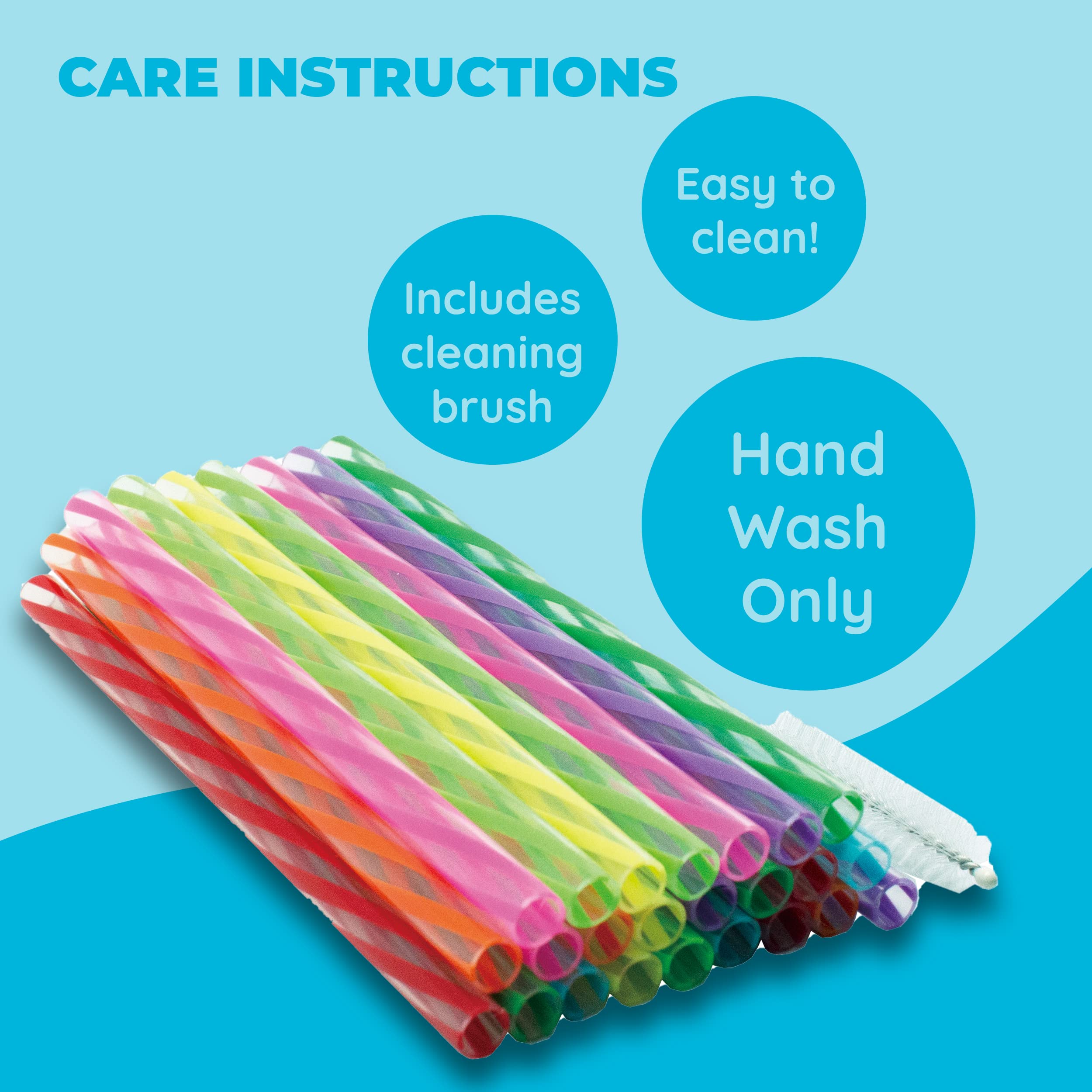 Jacent Jacent Plastic Reusable Kids Straws Plus Cleaning Brush, 6 Inch: 24 St ...