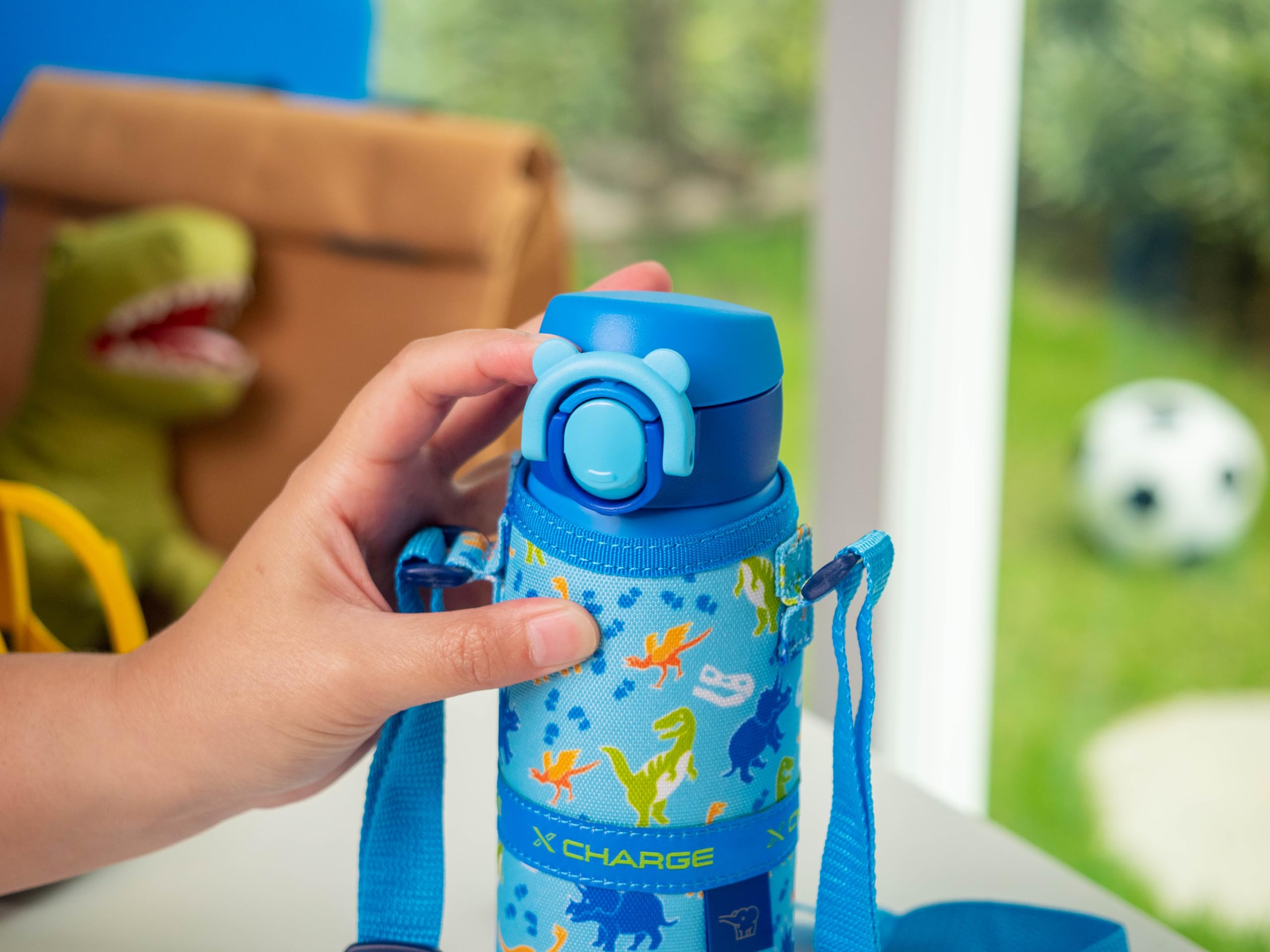 Zojirushi SM-UA48-AJ Water Bottle  Kids  One-Touch Stainless Steel Mug  Seamless  1.6 fl oz (0.48 L)  Dinosaur Blue