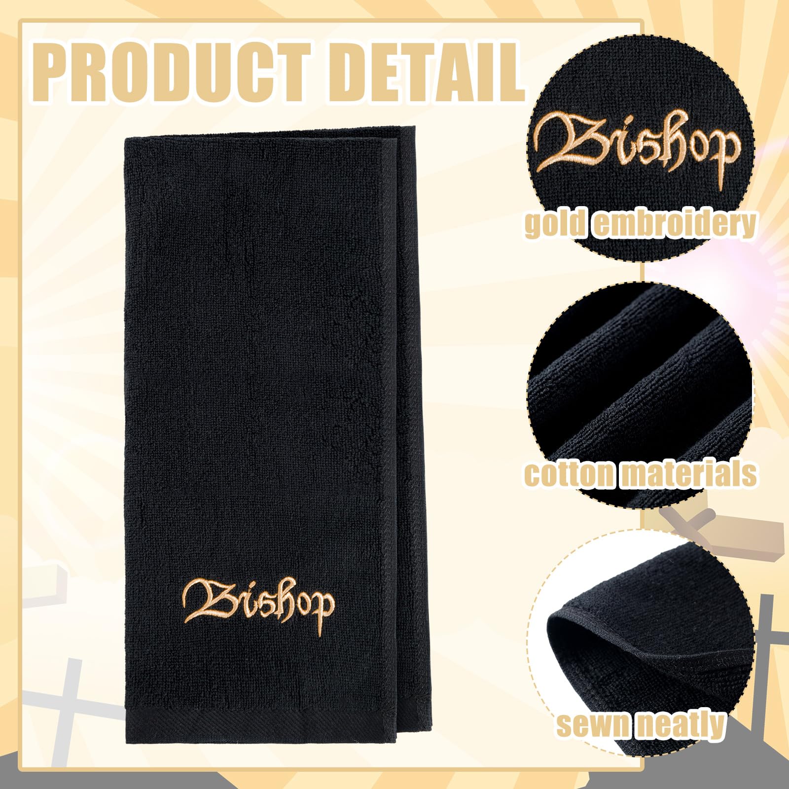 Buryeah 2 Pcs Pastor Hand Towels Christian Embroidered Towels Appreciation Gifts for Christian Church Clergy Father s Gifts(Blac
