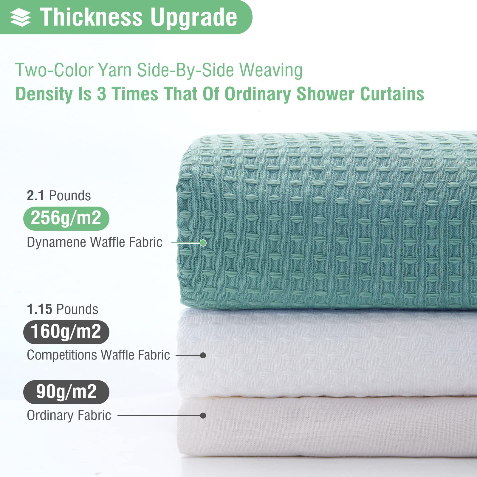 Dynamene Extra Long Shower Curtain,84 Inch Long Waffle Weave Weighted Thick Cloth Bathroom Shower Curtain, Neutral Heavy Duty Ho