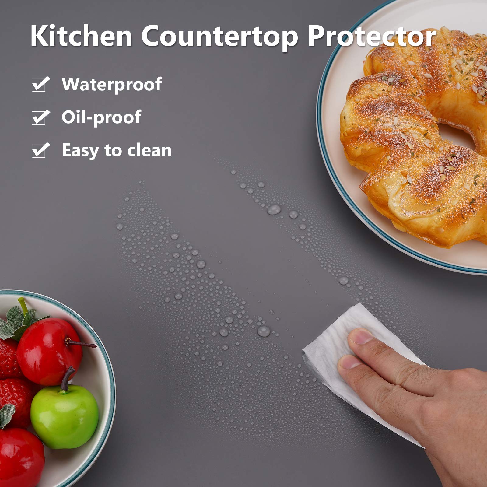 Extra Large Silicone Mats for Countertop  28'' by 20'' Multipurpose Mat  Counter Table Protector  Desk Saver Pad  Placemat Nonstick Nonskid Heat-Resistant Pad  Dark Gray  2PCS