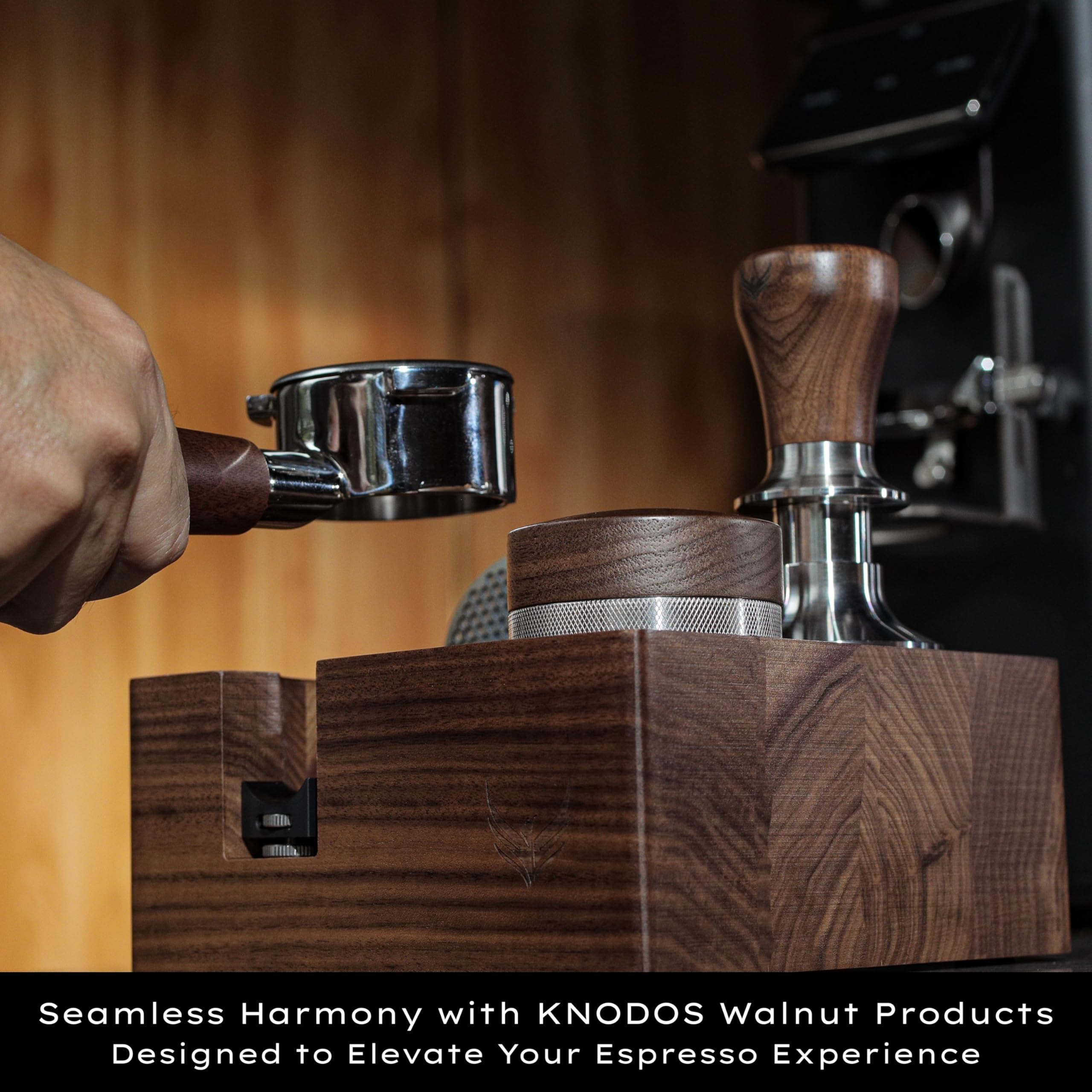 Knodos 54Mm Tamper For Breville Machines, V2 Calibrated Tamper Tool Espresso Walnut, Auto-Leveling And 30Lb Spring Loaded Design
