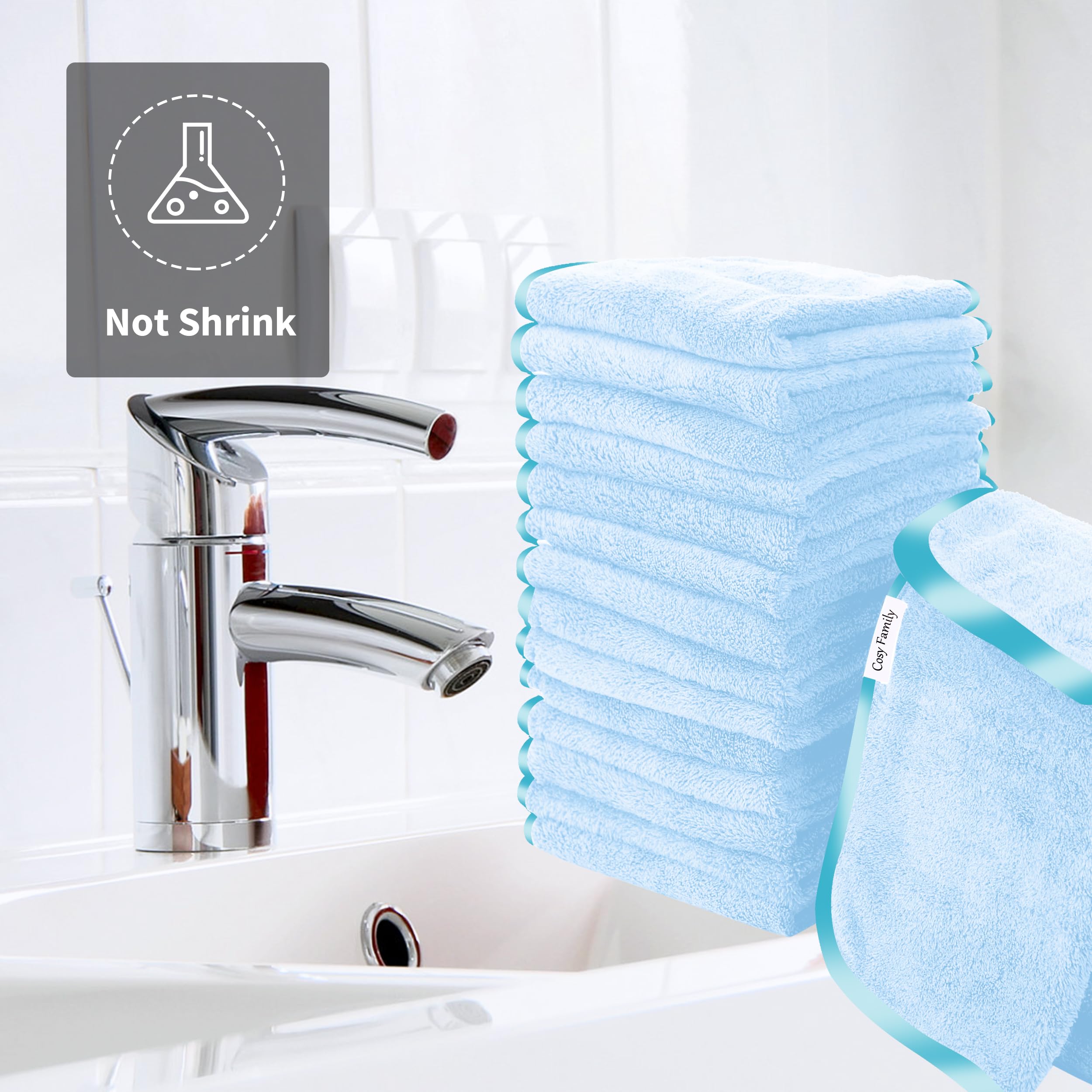 Cosy Family Luxuriously Soft Washcloths Set - 12 X 12 Inches - 24 Pack - Quick Drying - Highly Absorbent Coral Velvet Fingertip