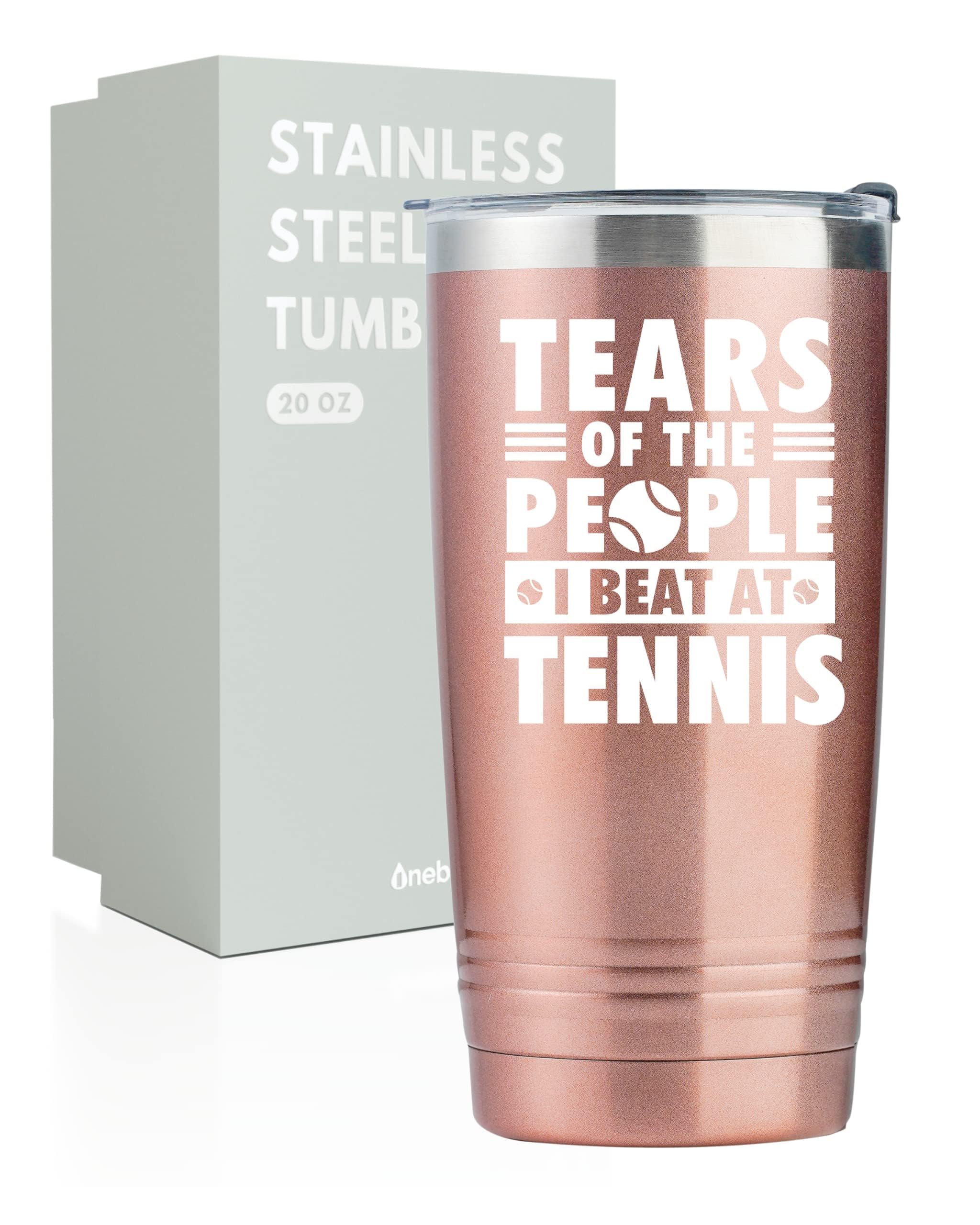 Onebttl Tennis Gifts for TWomen  Tennis Lovers  Tennis Themed 20 oz Stainless Steel Tumbler  Fuuny Gifts for Tennis Players  Tennis Coach  Women - Tears of The People I Beat At Tennis