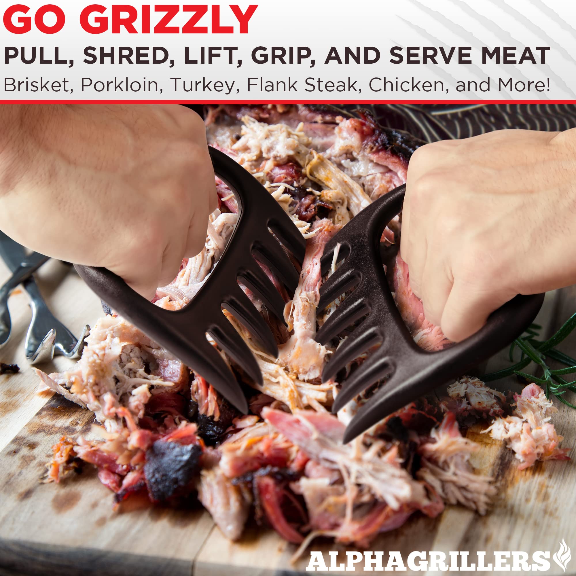 Alpha Grillers Meat Shredder Claws - Black Nylon BBQ Accessories for Cooking & Shredding - Ideal Gifts for Men, Dad, Husband, Boyfriend