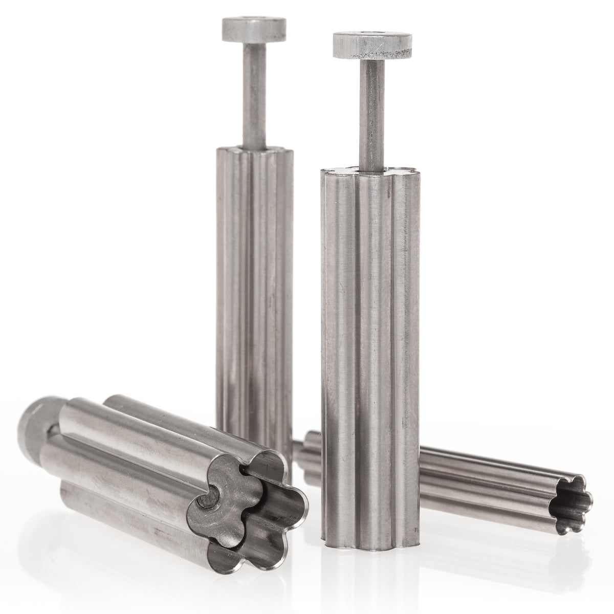 Ateco Plunger With Plain Edge Flower Cutter Set In Graduated Sizes, Stainless Steel, 4 Pc Set