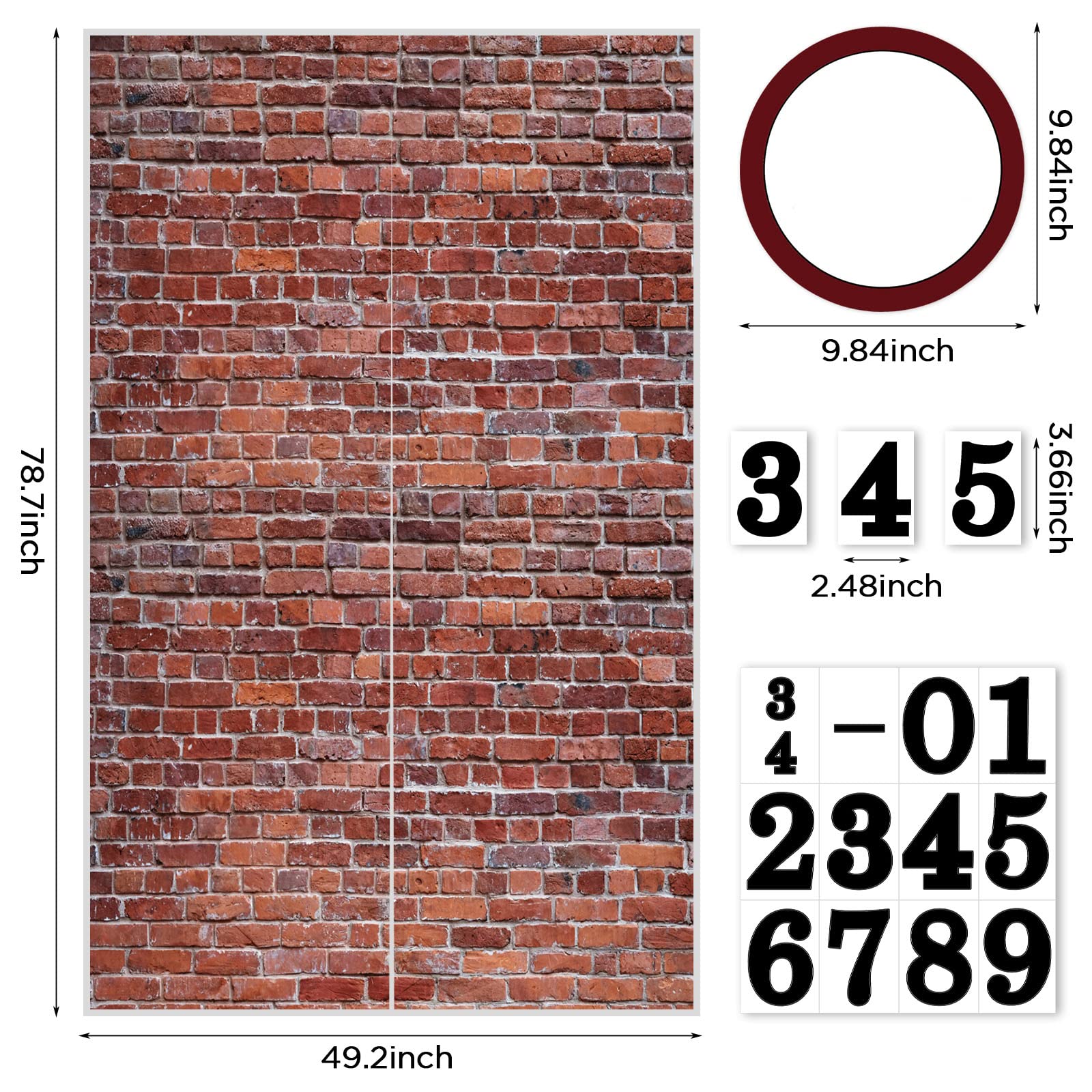 Brick Wall Party Backdrop, Wall Decoration, Curtains Door, Old Red Brick Wall Party Backdrop, Holiday Party Supplies Christmas H