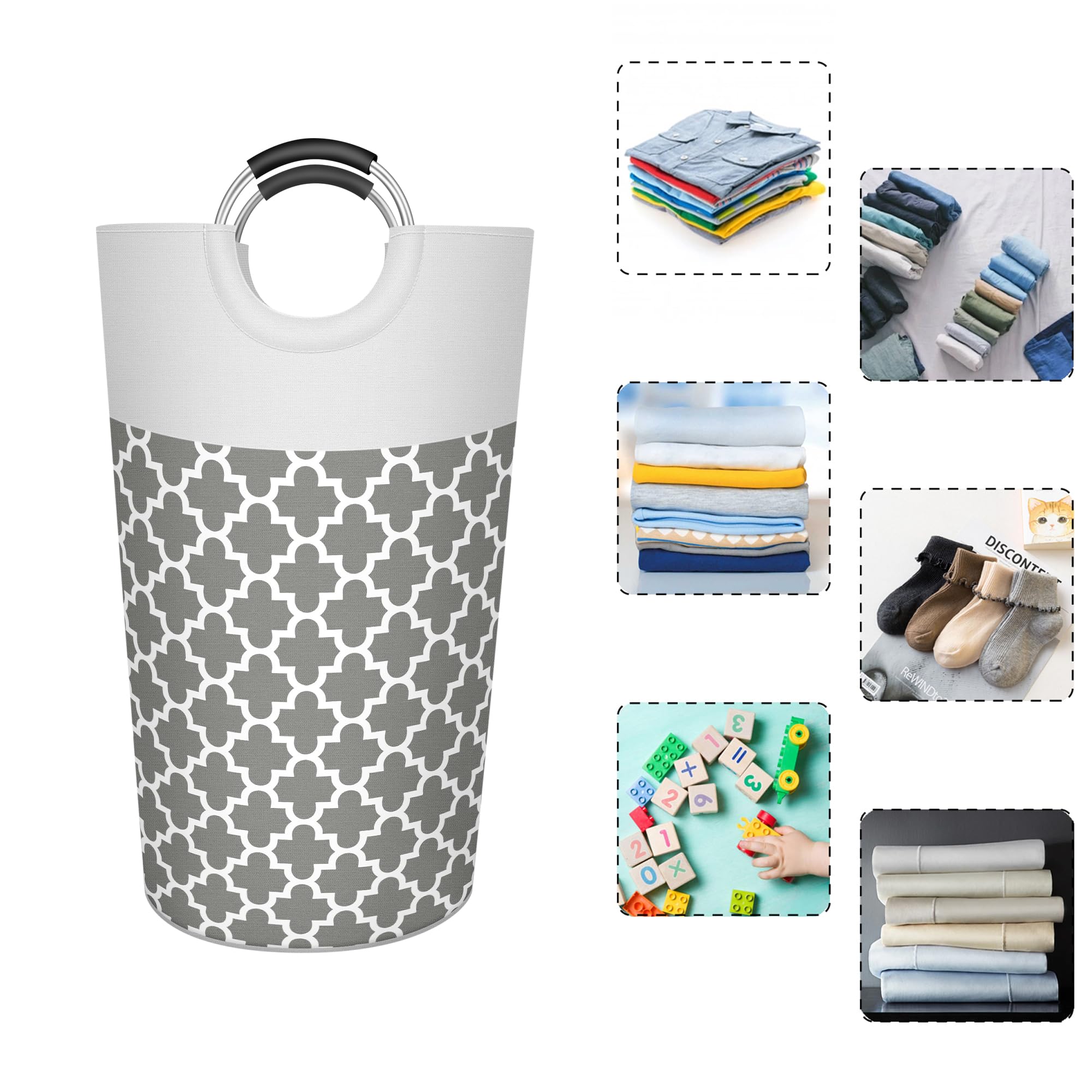 Caroeas 90L Light Laundry Basket (13 Colors)  Waterproof Laundry Hamper  Laundry Bag with Padded Handles  Clothes Hamper Stands Up Well  Collapsible Laundry Basket Easy Storage