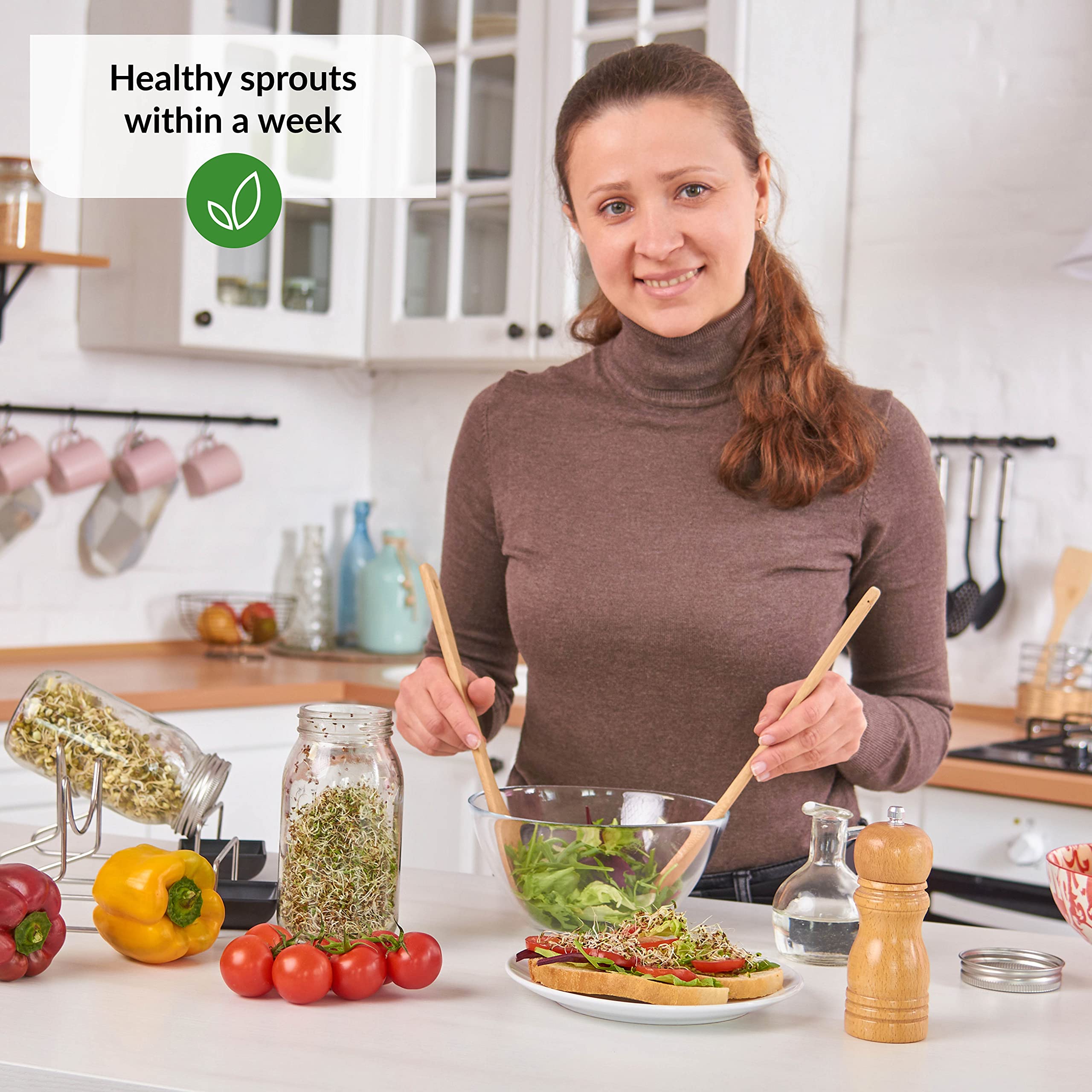 2 Pack Seed Sprouting Jar Lids | For 2.75'' Regular Mouth Mason Jars | Fresh Sprouts At Home | Strainer Screen For Canning Jars