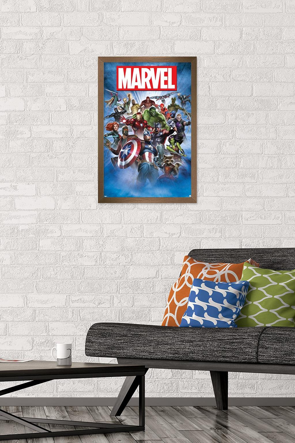 Trends International Marvel Comics - Group Shot Wall Poster, 14.725'' X 22.375'', Bronze Framed Version
