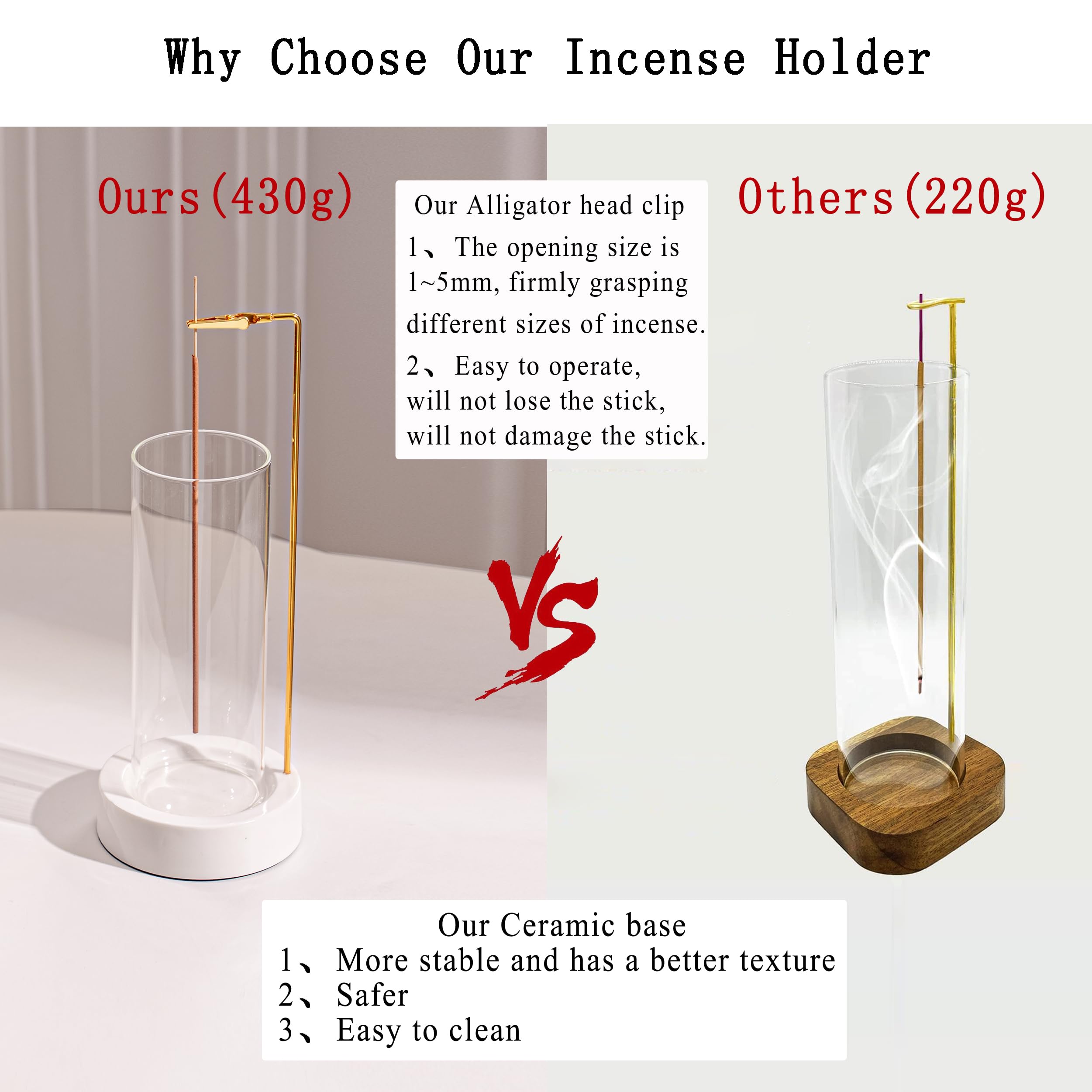 CEREMONY Incense Holder,Ceramic Incense Holder for Sticks, Upside Down Incense Burner for Meditation Yoga Spa Room Decor