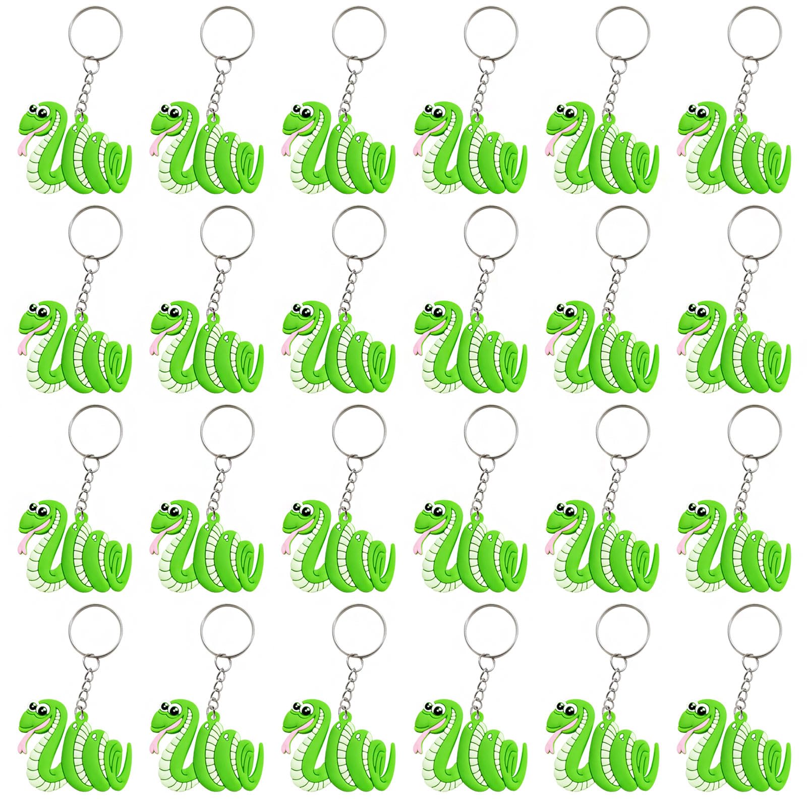 KeeStar 24 Pack Snake Keychains Party Favors for Safari Animal Themed Party, Reptile Themed Baby Shower, Birthday, Wedding, Scho
