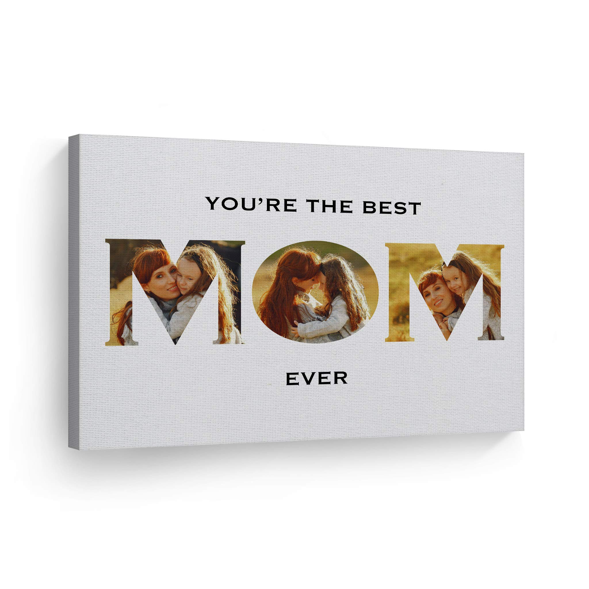 Smile Art Design Custom Photo Print Canvas Print With Your Photos Personalized Photo Upload 3 Images Collage Picture Mom Letteri