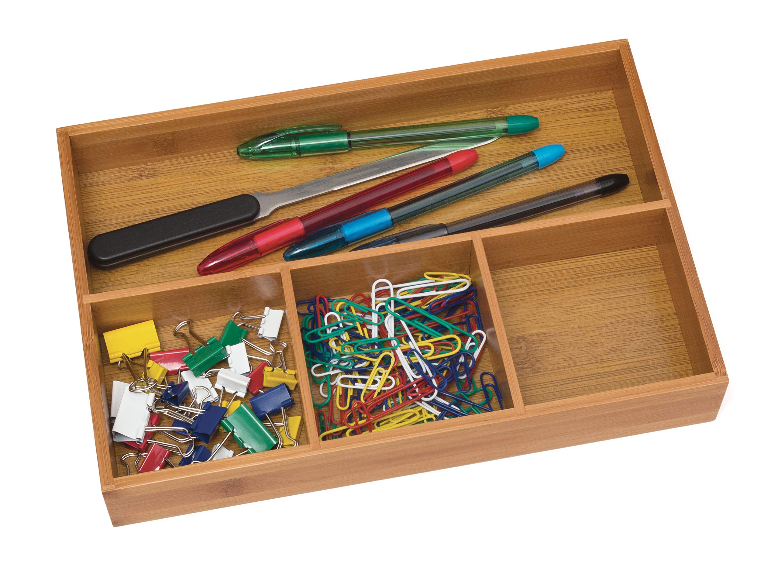 Lipper International 824, Bamboo Wood 4-Compartment Organizer Tray, 11 5/8'' X 7 7/8'' X 1 3/4''