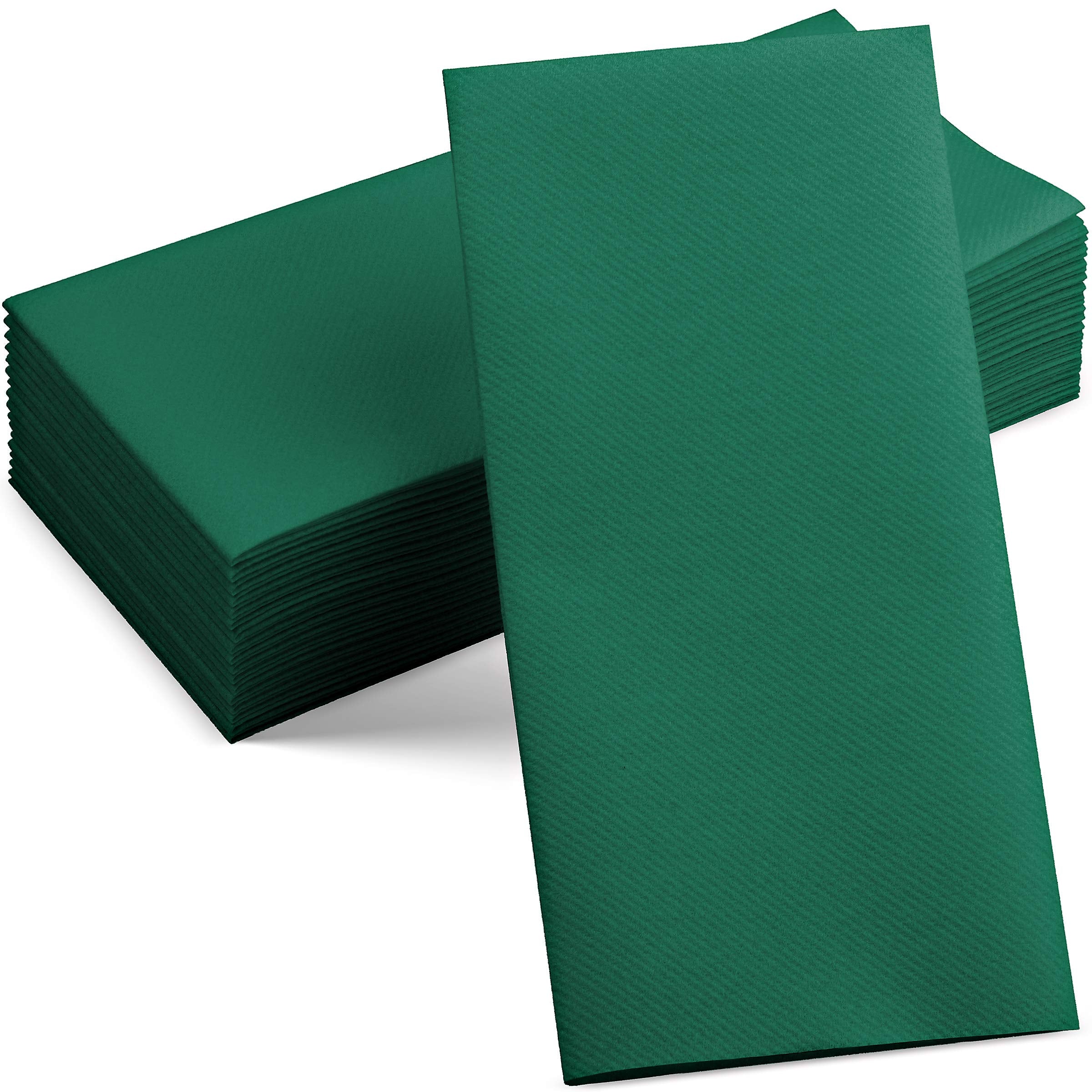 100 Linen-Feel Colored Paper Napkins - Decorative Cloth-Like Green Dinner Napkins - Soft And Absorbent. For Kitchen, Party, Wedd