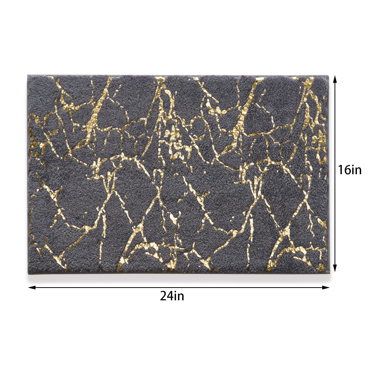 Qjhomo Marble Bathroom Rug Gray And Gold Decor Bathroom Rugs Non Slip Bath Mat Super Absorbent Microfiber Plush Bathmat Machine