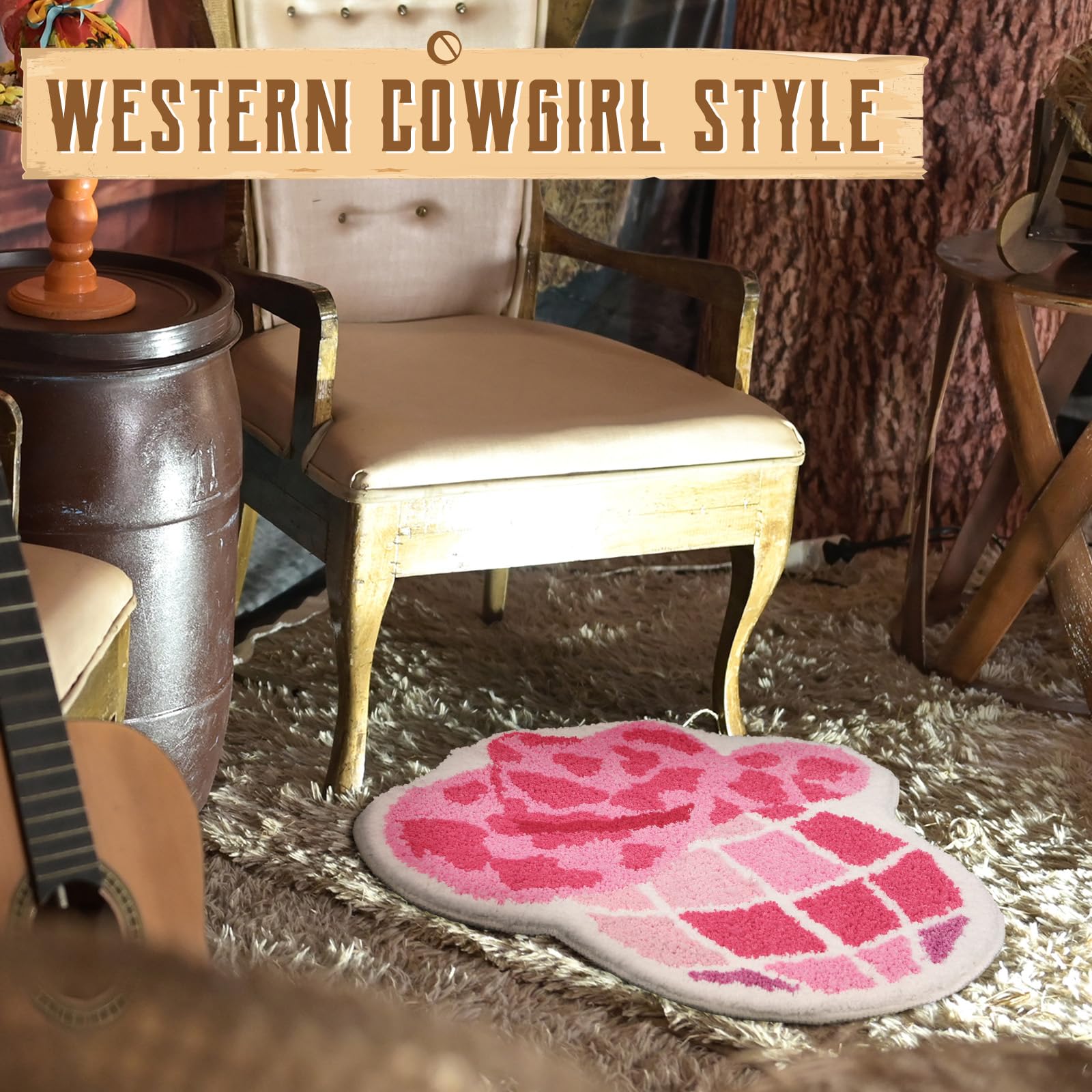 Drydiet Western Cowboy Bathroom Rug Cowgirl Mat Bath Mat Shower Pink Cowboy Valentine'S Day Mat Bathroom Decoration Rug Non Slip