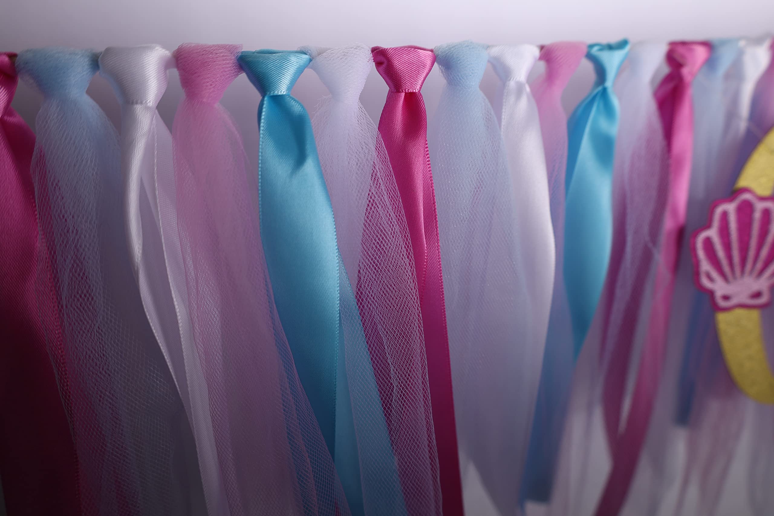 Mermaid Princess Highchair Banner For Baby - First 1St Birthday Tutu Decoration Photo Props, Blue Purple White, High Chair Garla