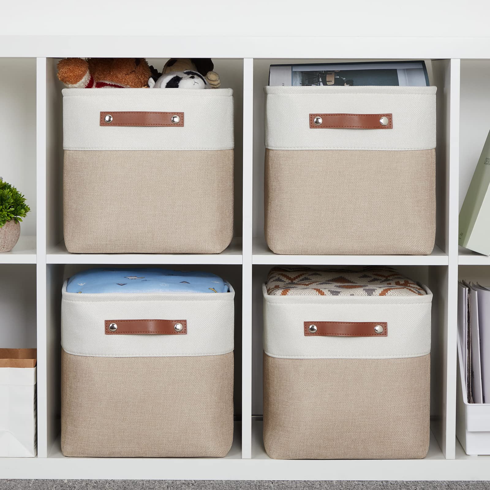 Hnzige Foldable Storage Cubes Baskets For Organizing Set Of 4, Fabric Cube Storage Bins 11 X11, Collapsible Storage Basket Bins
