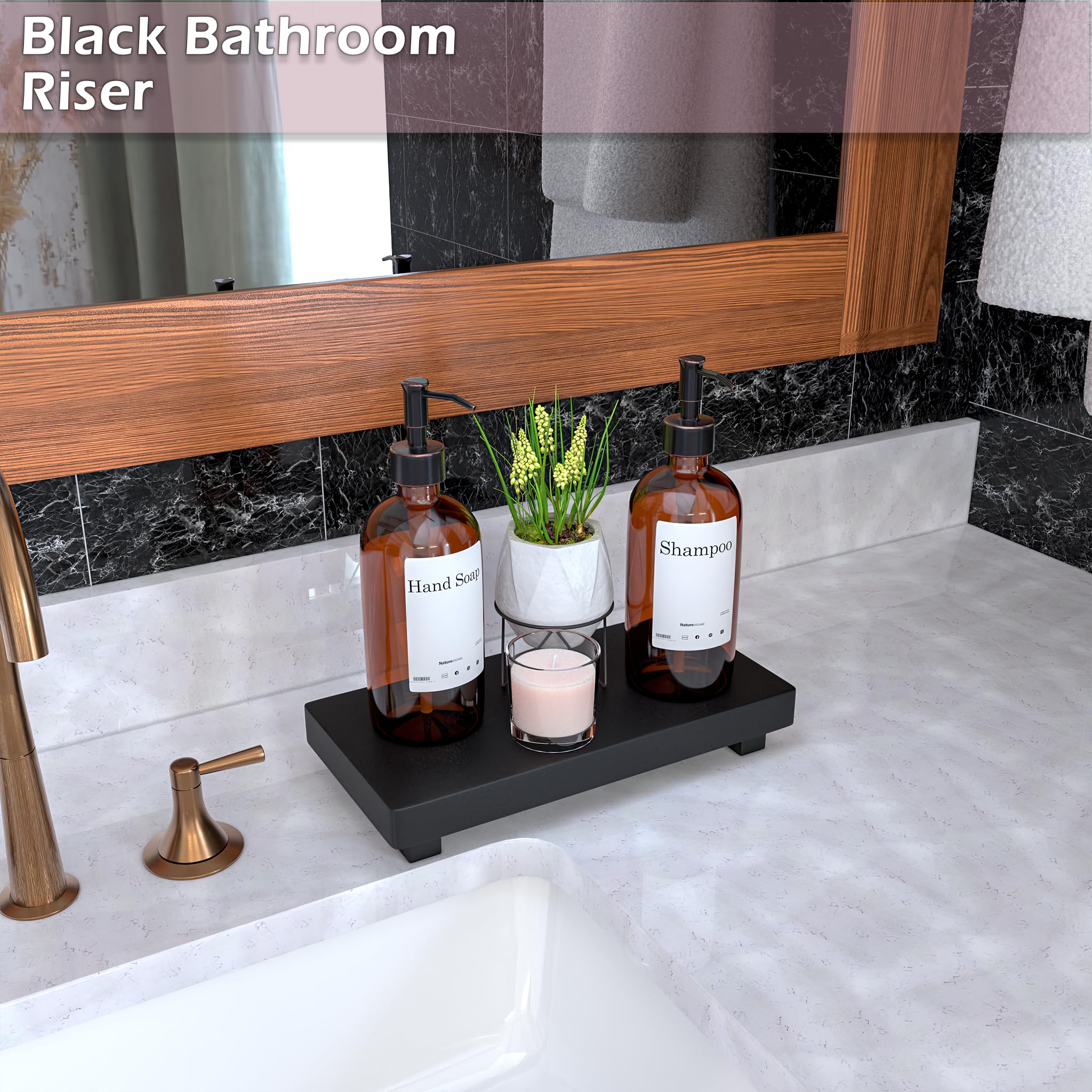 Yellow Lotus Wooden Tray For Bathroom Decor -11    Small Wood Riser For Kitchen Counter, Pedestal Stand Display, Decorative Foot