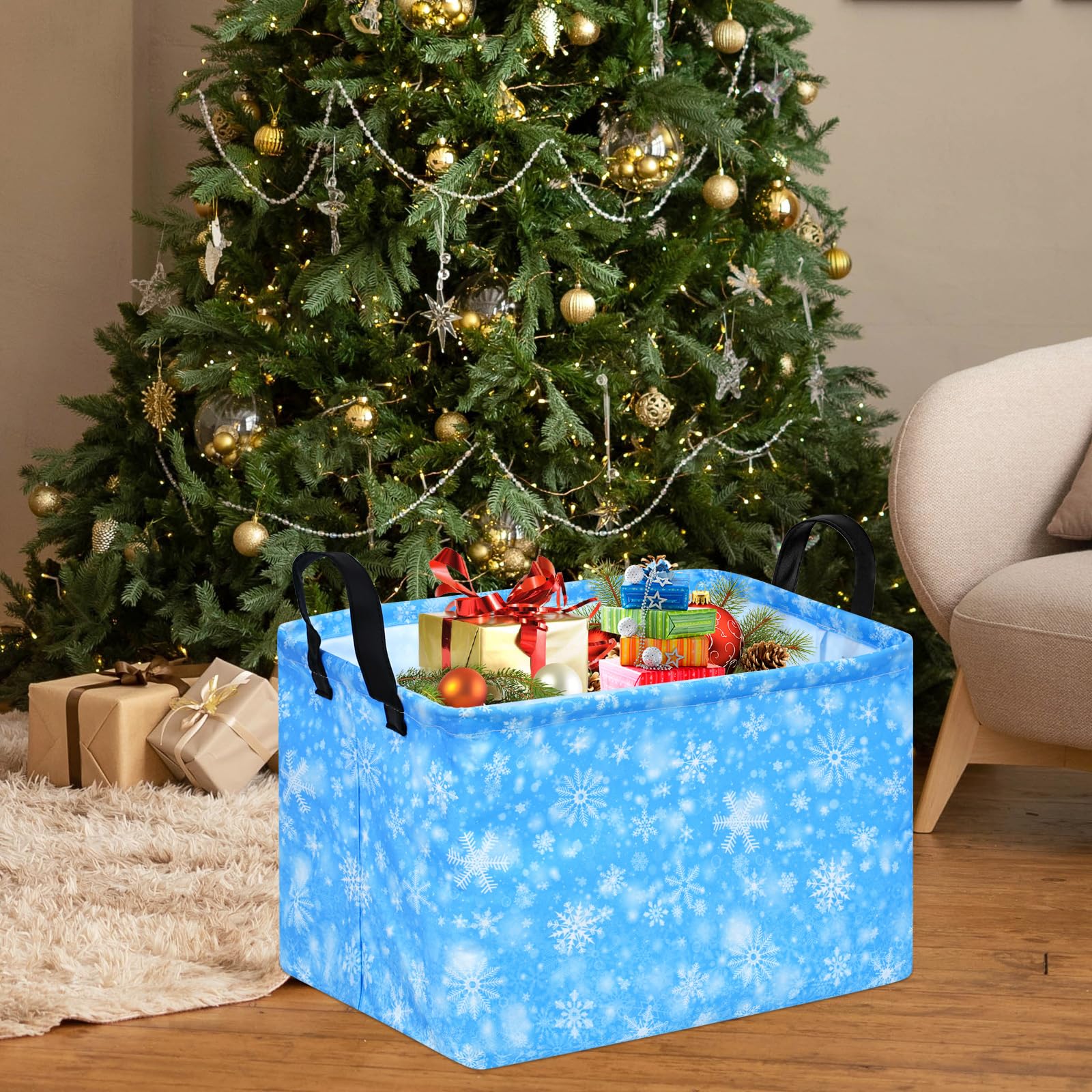 MAIZMZ Christmas Gifts Basket,Kids Storage Bins Closet Organizer Cube Collapsible Nursery Hamper Waterproof Clothes Toy Bin Book