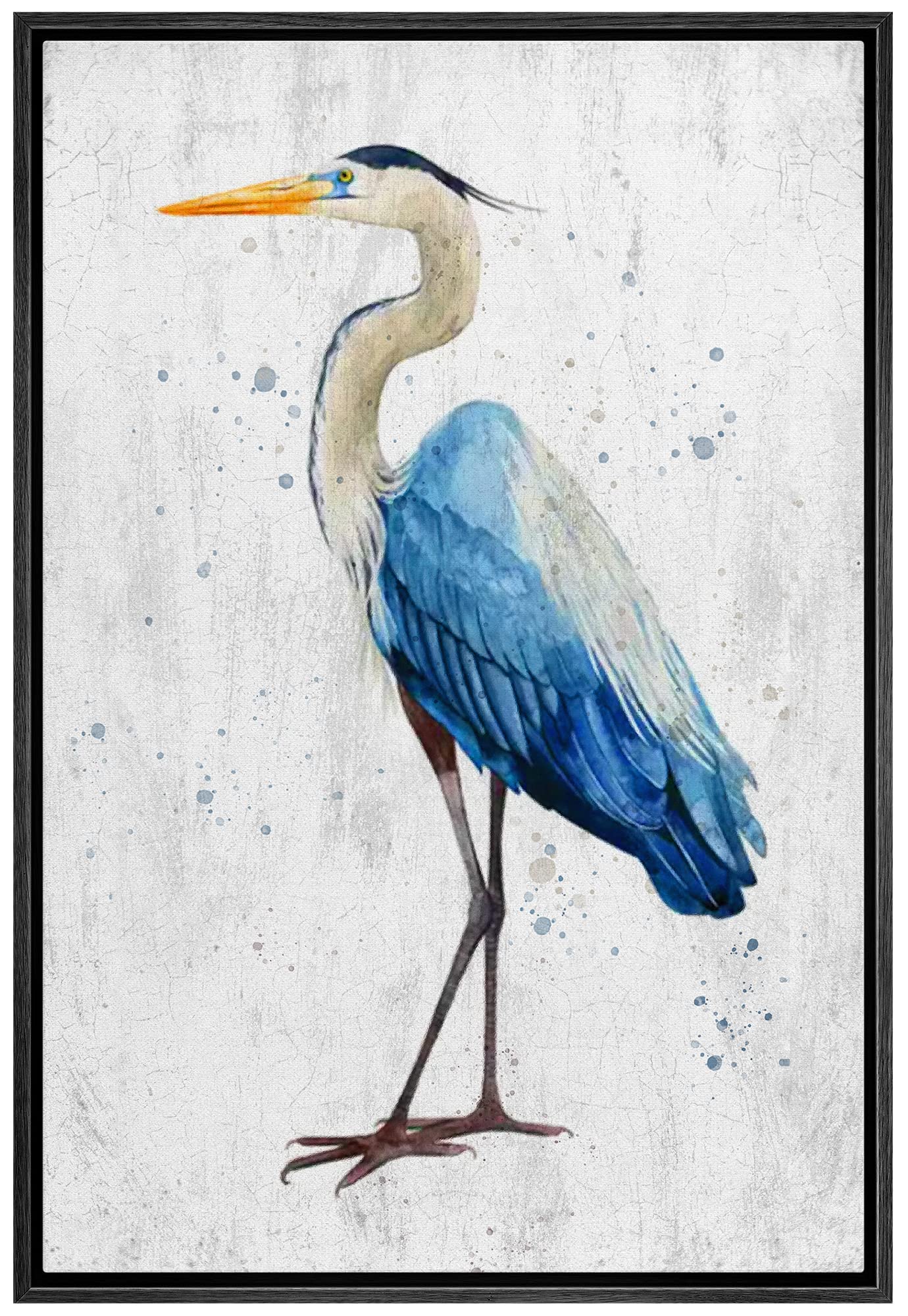 Wall26 Framed Canvas Print Wall Art Vibrant Pastel Watercolor Crane Bird Nature Wilderness Illustrations Modern Art Decorative R
