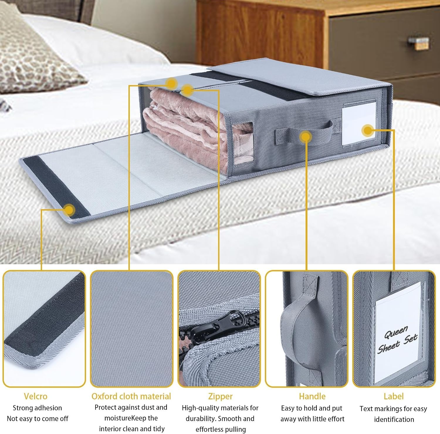 Finneya Bed Sheet Organizers and Storage - 8 Pack, Foldable Sheet Cube Storage Container Linen Closet Organizers, Duvet Covers a