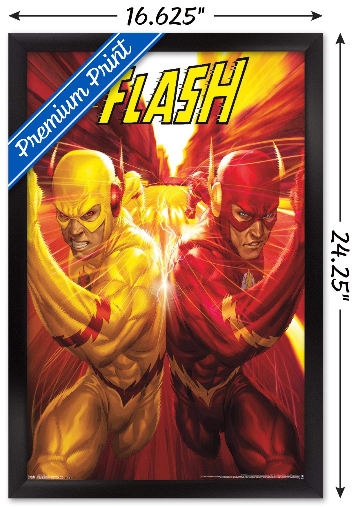 Trends International Dc Comics - The Flash And The Reverse Flash - Race Wall Poster, 14.725'' X 22.375'', Black Framed Version