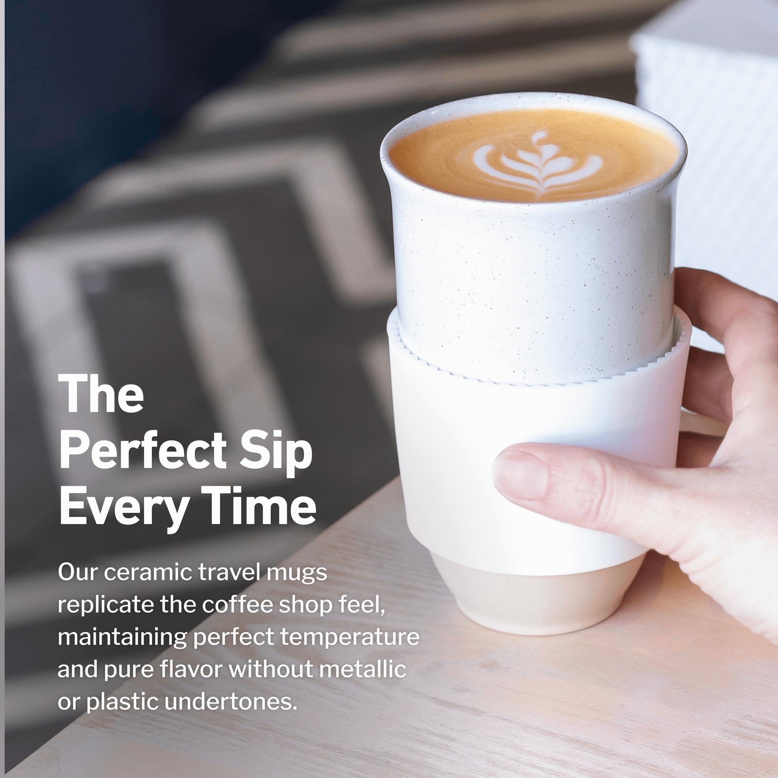 NOVA CERAMICS Travel Mug - Coffee Mug Travel - Microwave & Dishwasher Safe Coffee Clay Tumbler - Gifts For Women Men Him Her - 1