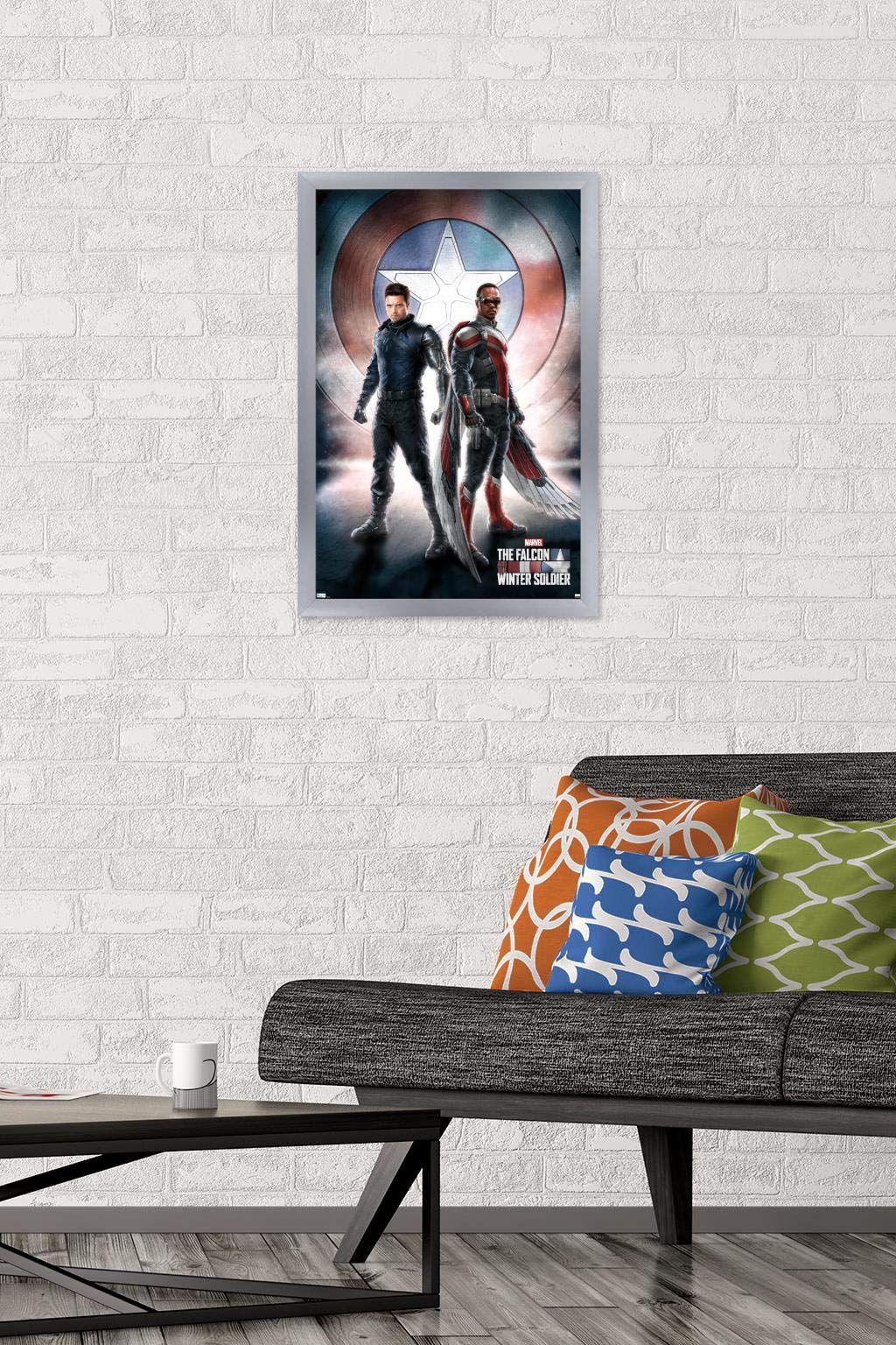 Trends International Marvel Television - Falcon And Winter Soldier - One Sheet Wall Poster, 14.725'' X 22.375'', Silver Framed V