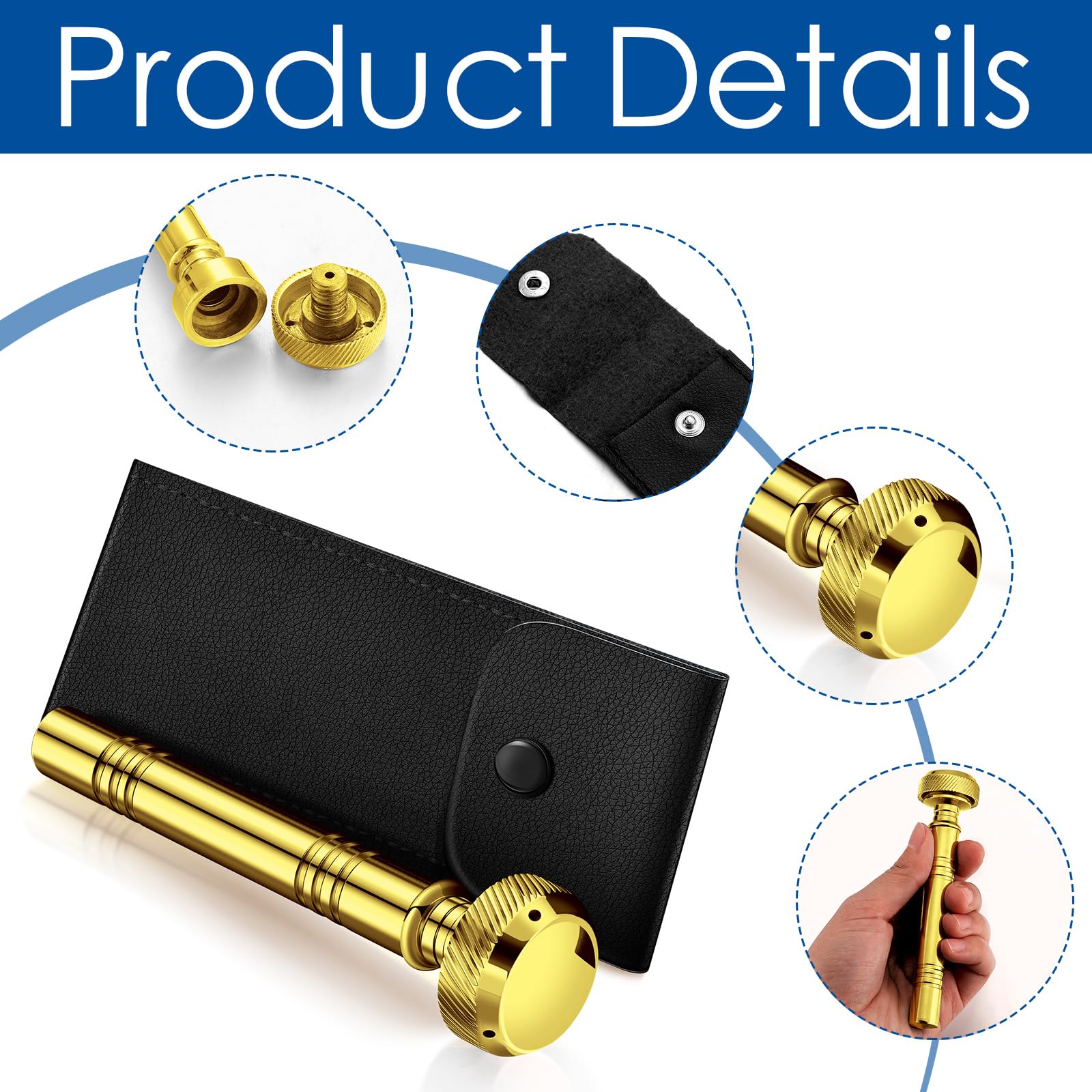 Vesici Christian Pocket Holy Water Sprinkler with Leather Carrying Case Religious Pocket Aspergillum Stainless Steel Holy Water