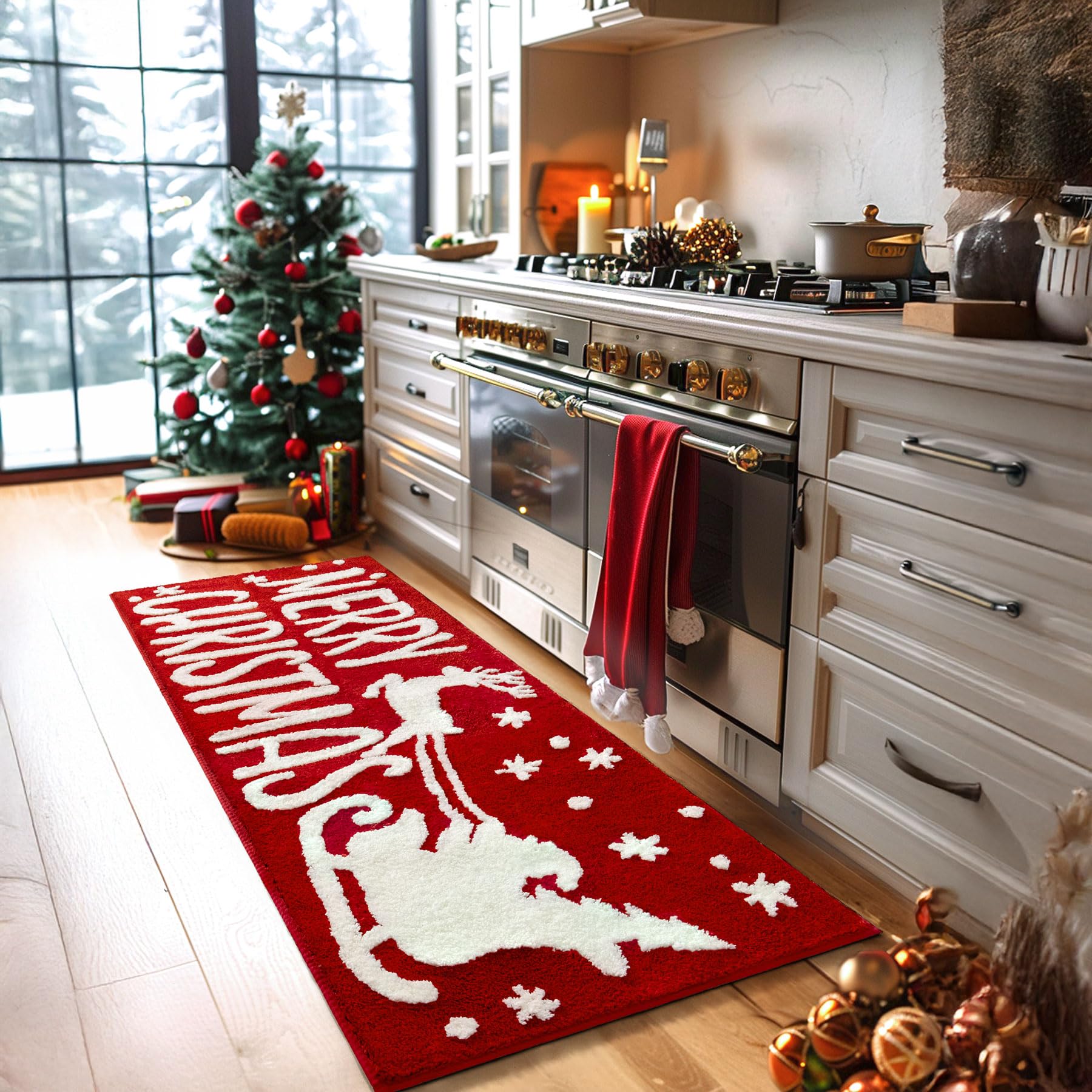 Nymphia Christmas Bath Mat, Red Bathroom Rugs Christmas Bathroom Decor, Extra Soft Absorbent Bath Rugs Cute Holiday Decorative N
