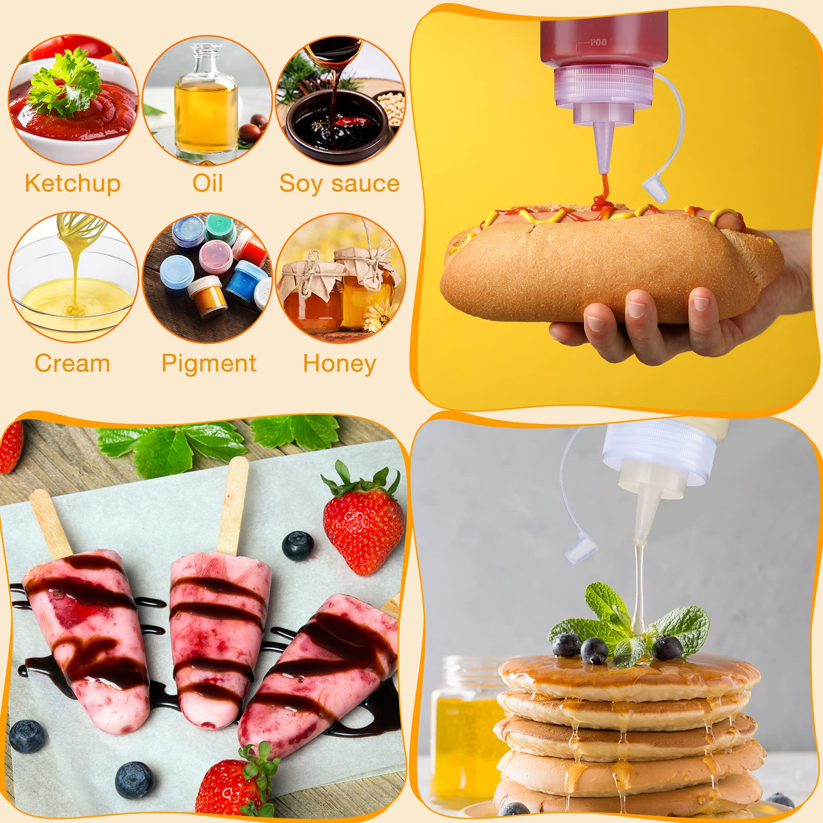 24 Pcs 16 Oz Plastic Condiment Squeeze Bottles Squeeze Leak Proof Multipurpose Squirt Bottles With Twist Top Cap For Sauces Ketc