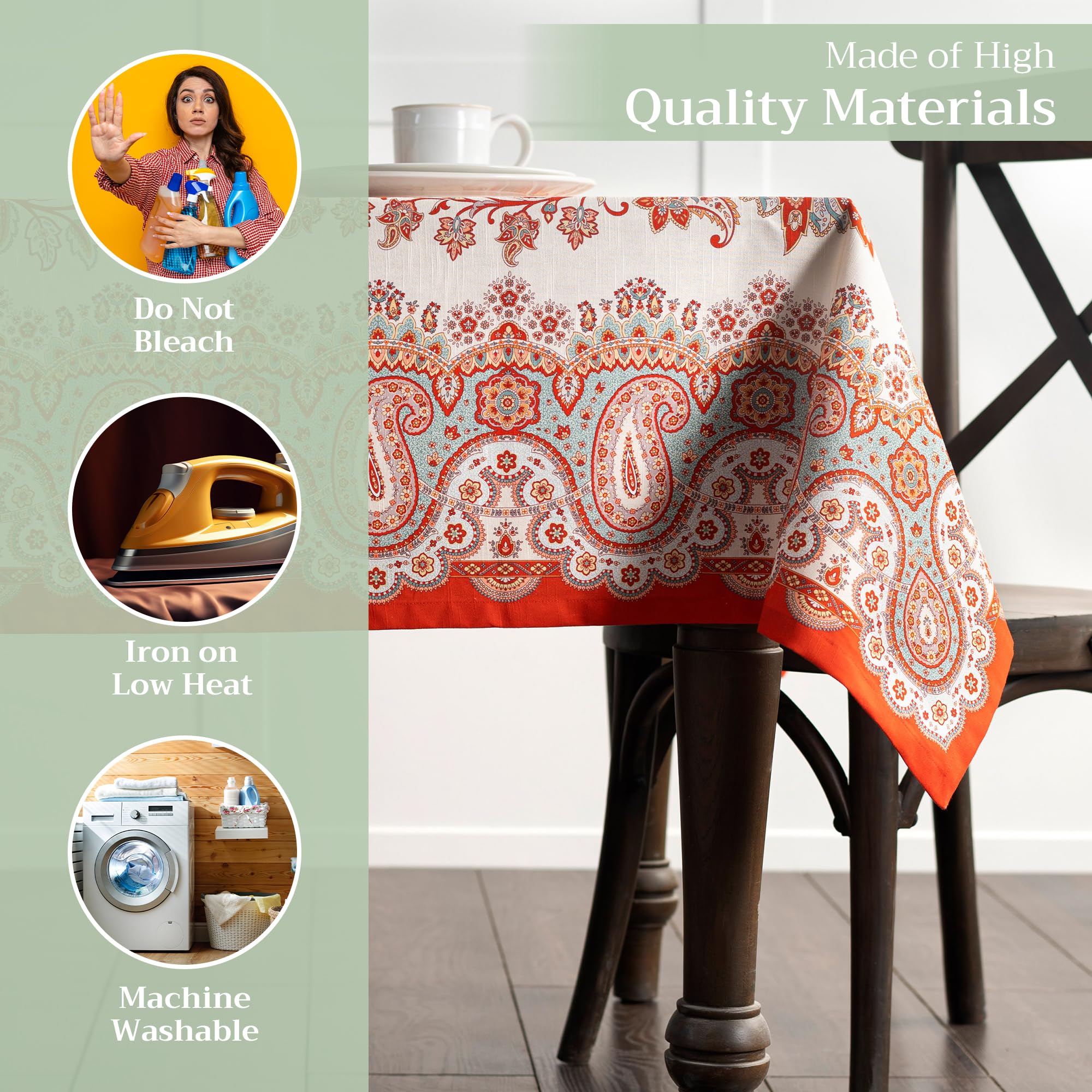 Maison D' Hermine 100% Cotton Table Cover - 60''X90'' Rectangle Decorative Tablecloth - Washable Tablecloths For Dining, Home, F