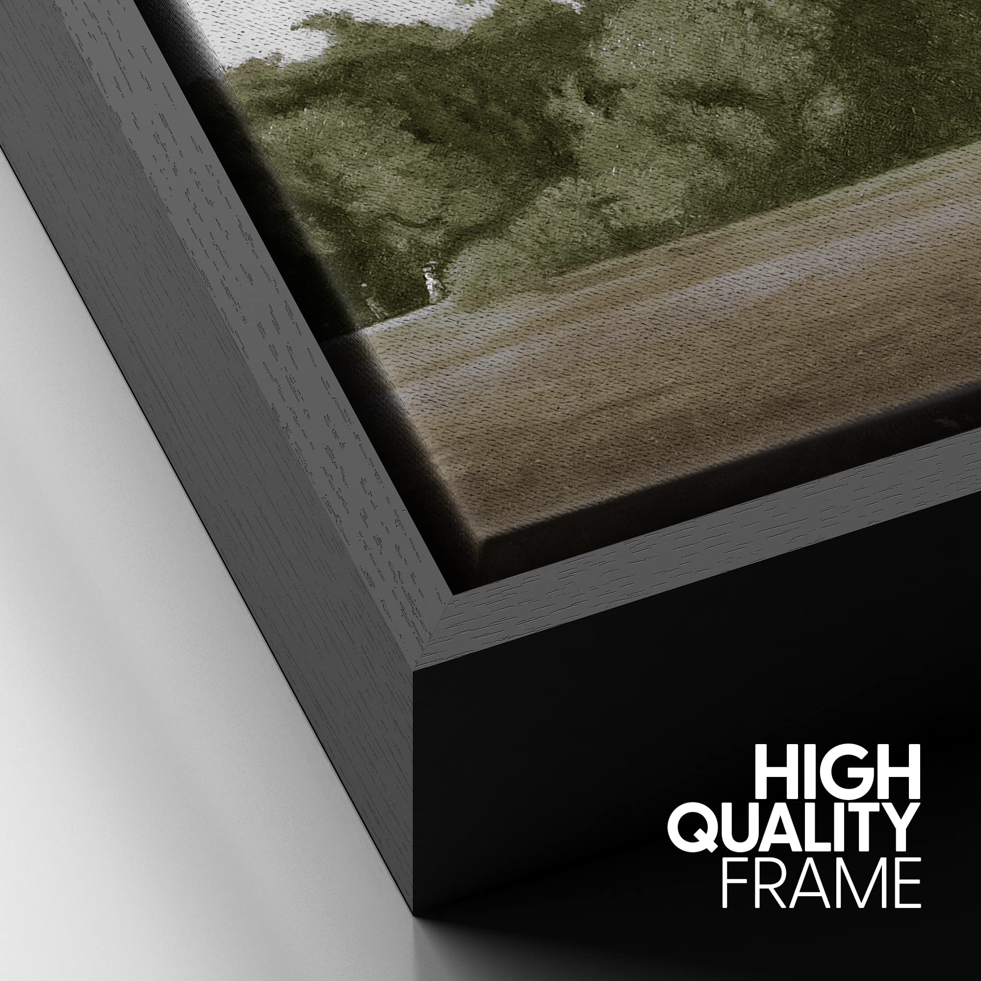 Signford Framed Canvas Wall Art Brown Meadow With Green Forest Landscape Wilderness Oil Painting Impressionism Traditional Sceni