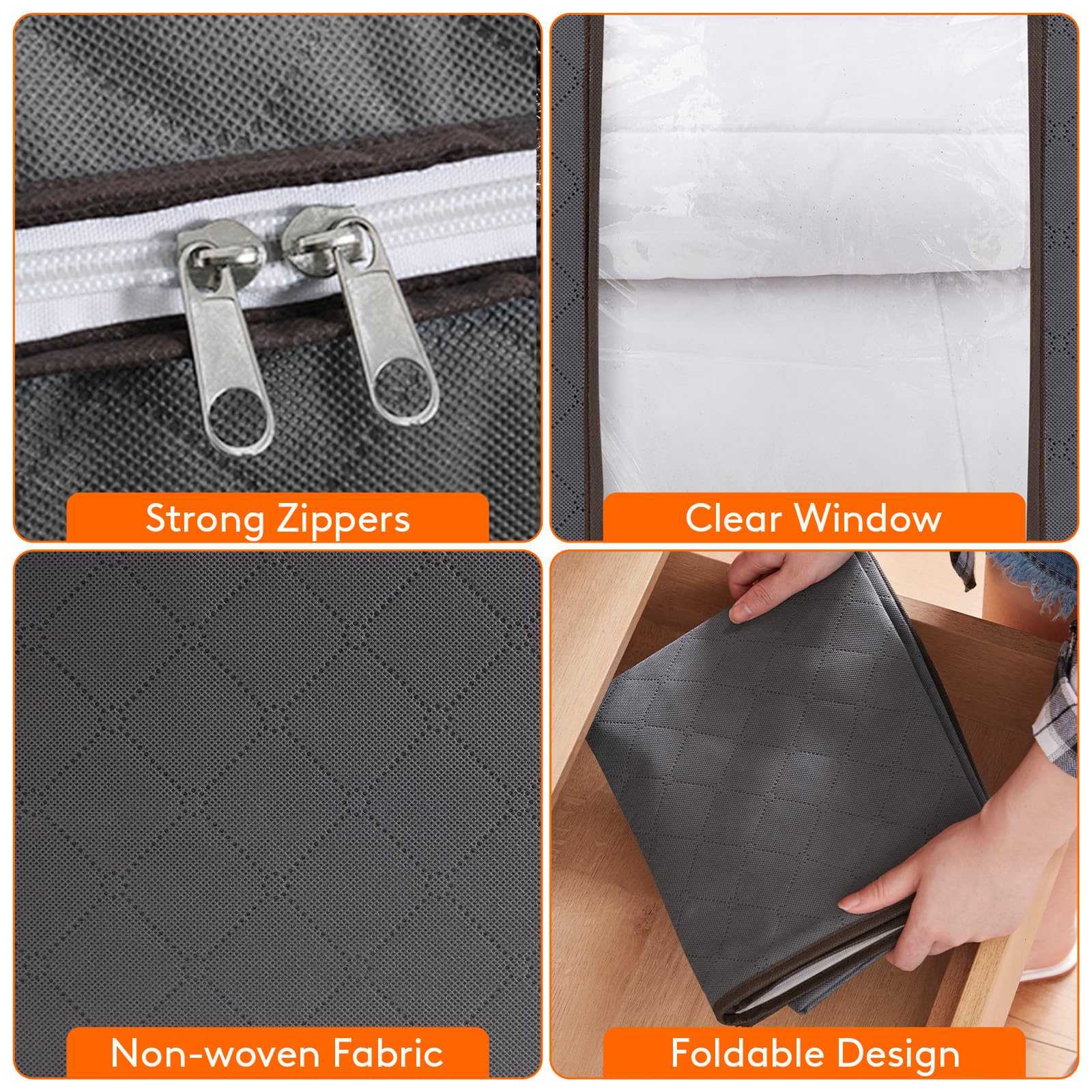 Lifewit 6 Packs 100L Clothes Storage Bag, Storage Bins for Clothes, Blankets, Comforters, Foldable Clothing Storage with Reinfor