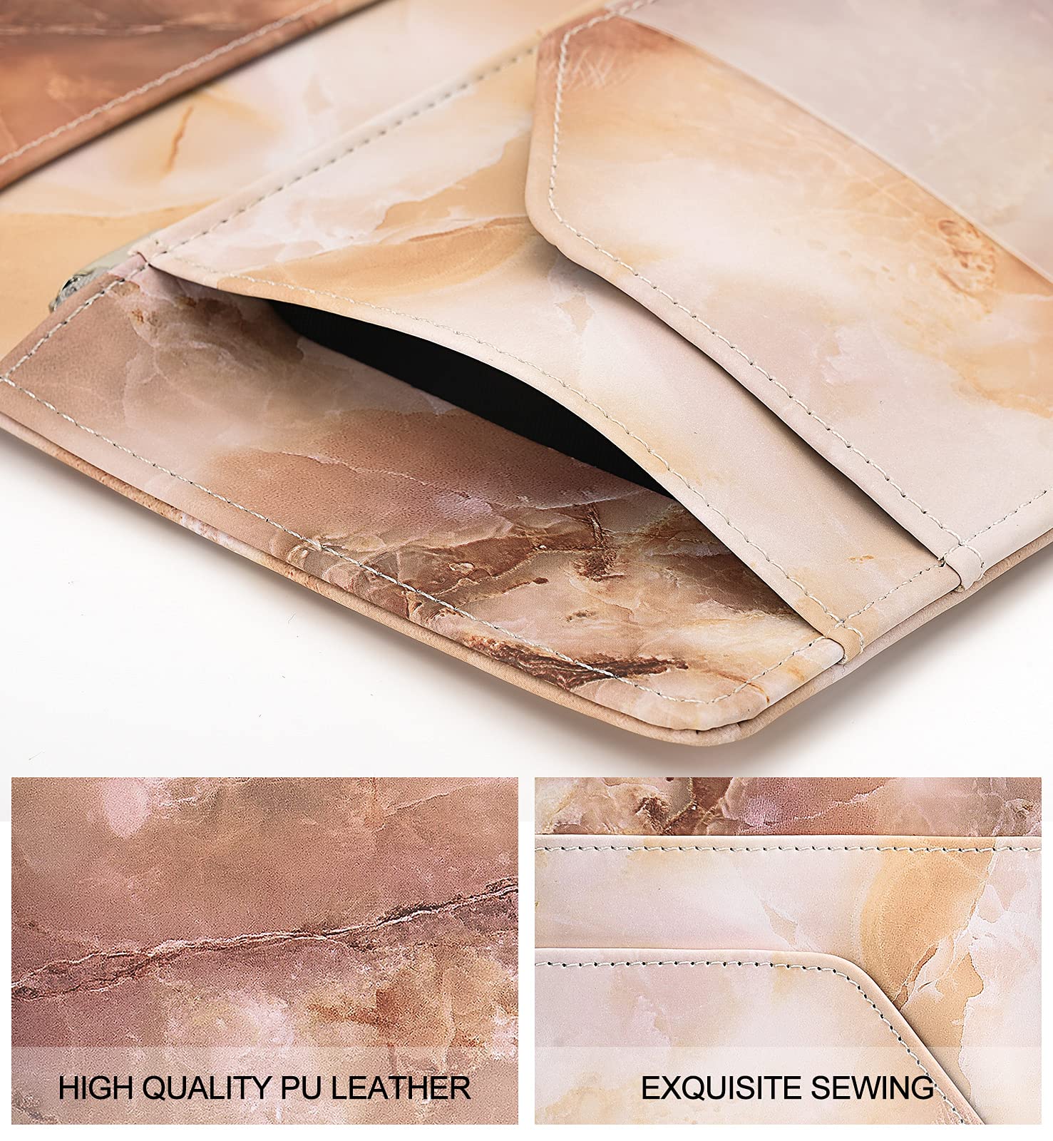 Server Books For Waitress - Marble Texture Leather Waiter Book Server Wallet With Zipper Pocket, Cute Waitress Book&Waitstaff Or